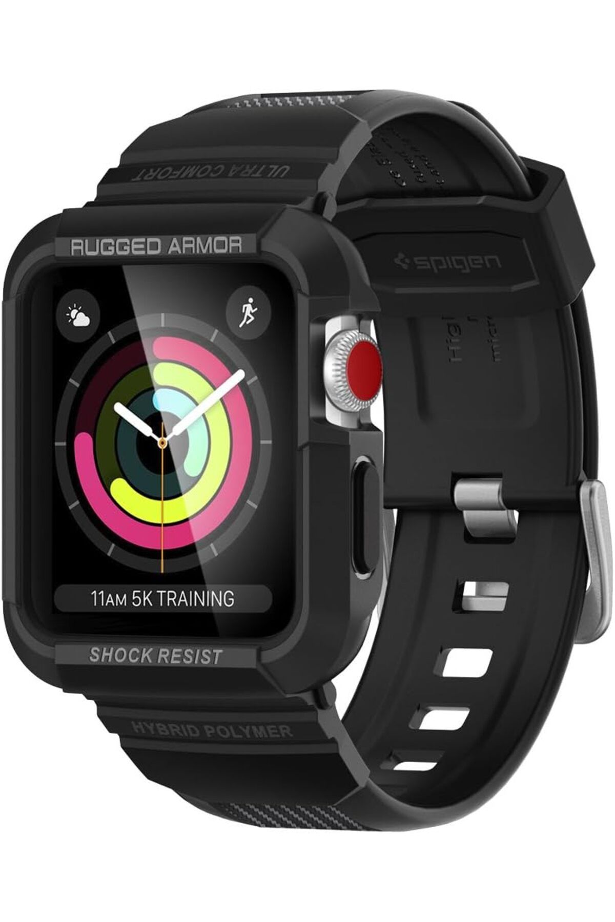 MCreative crashop Apple Watch 42mm (Seri 3/2/1) Kılıf & Kordon Kayış Rugged Armor Pro Black - 059CS22408