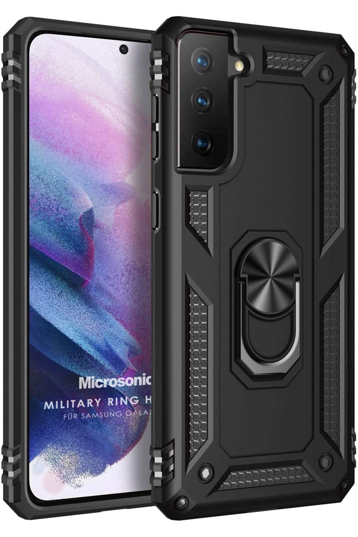 STOREMAX srhtDS Galaxy S21 Plus için Kılıf Military Ring Holder Siyah [Galaxy S21 Plus ile Uyumlu Kılıf