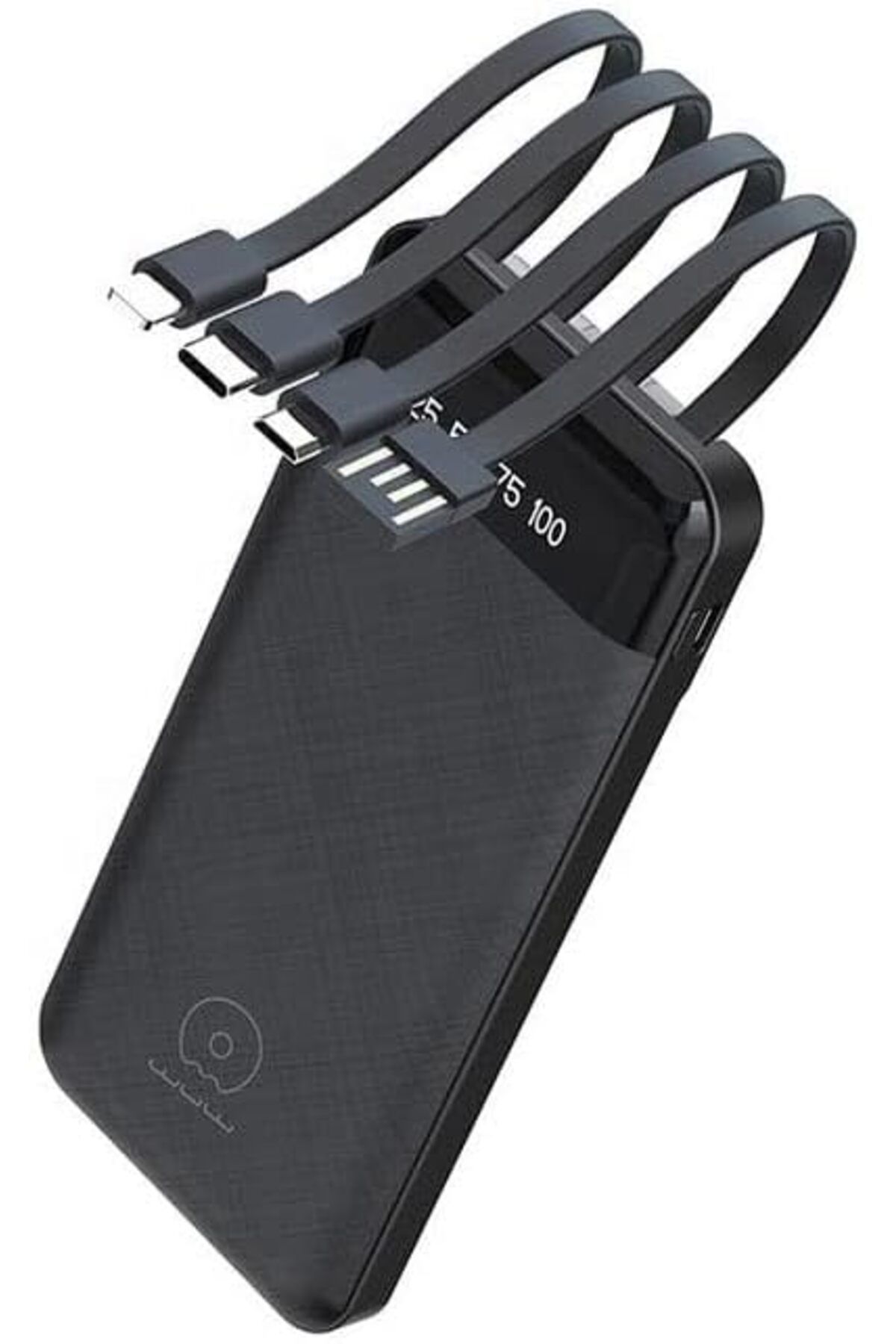 STOREMAX buxystorem BN44 10000mAh Powerbank LED Ekranlı Type-C iPhone USB Micro USB Kablolu Tüm Uçlar (Siy