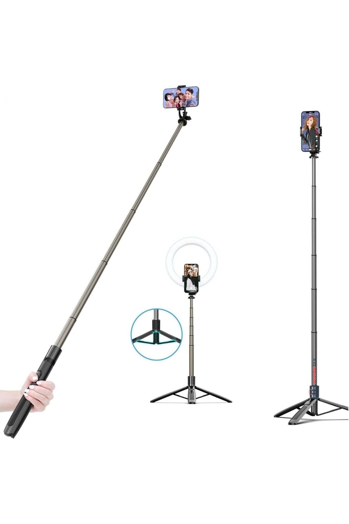 STOREMAX Q6 Katlanabilir Çok Fonksiyonlu Selfie Tripod Vlog Uzaktan Kumandalı 4 in 1 Android