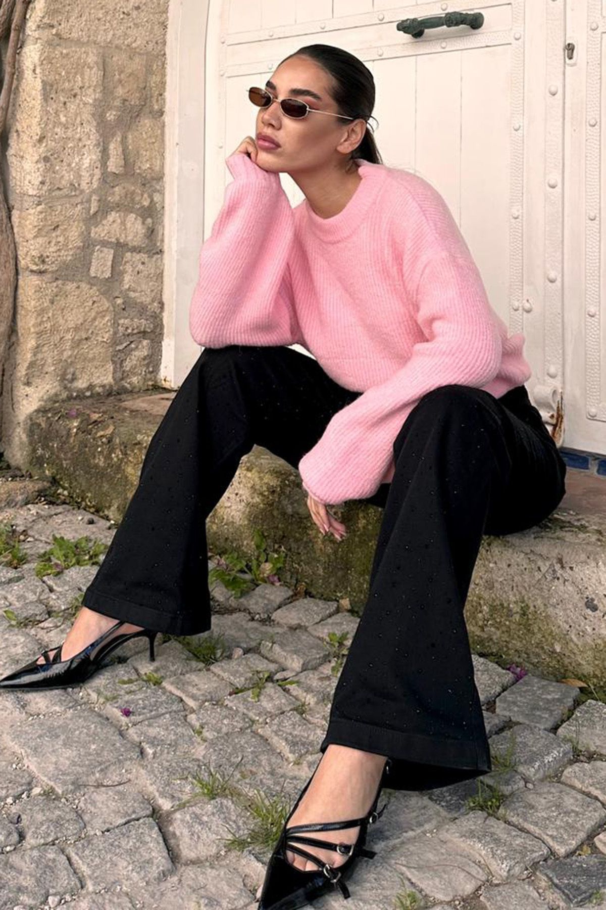 ژاکت بافتنی زنانه مدل Madmext Pink Oversize MG2263