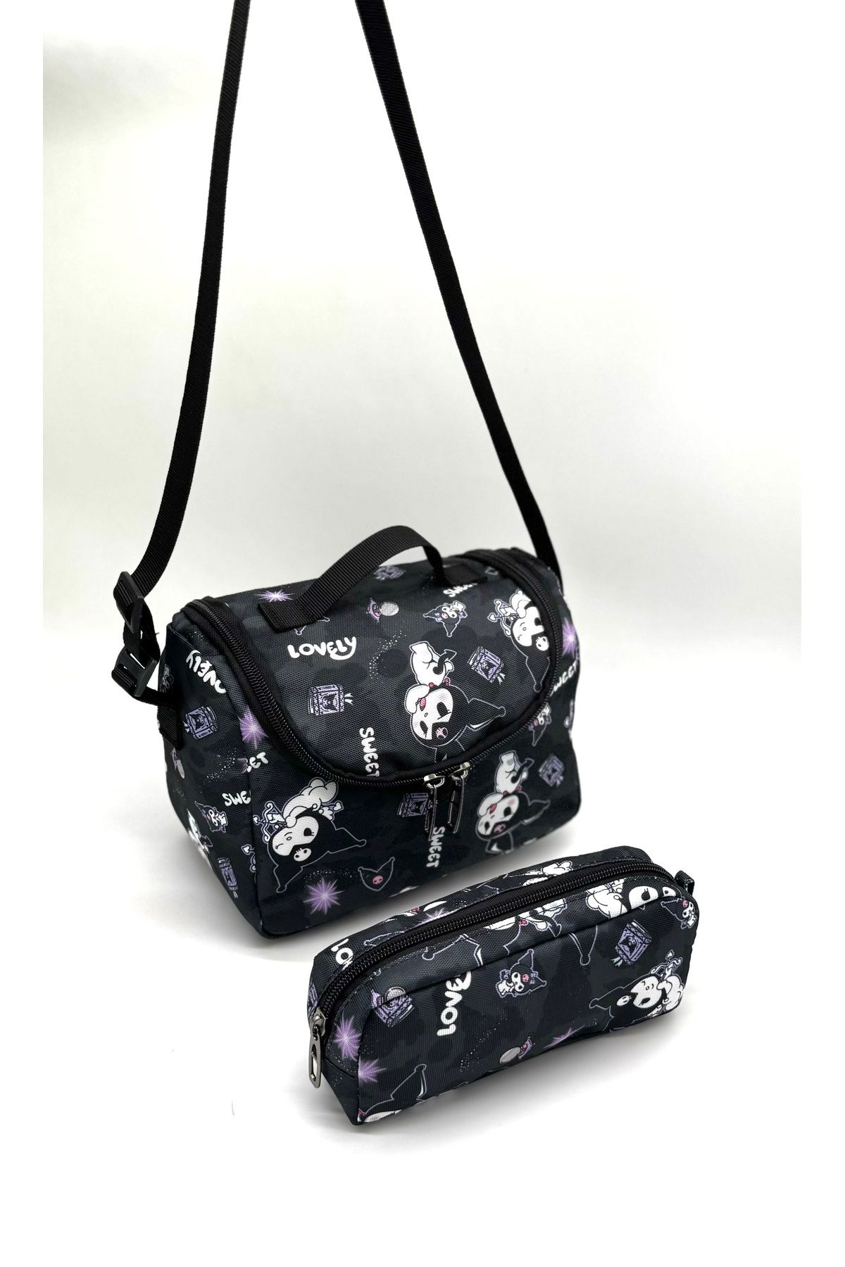 Bevitton-Black Primary School Bag for Girl - Set of 3 with Character Pattern 6