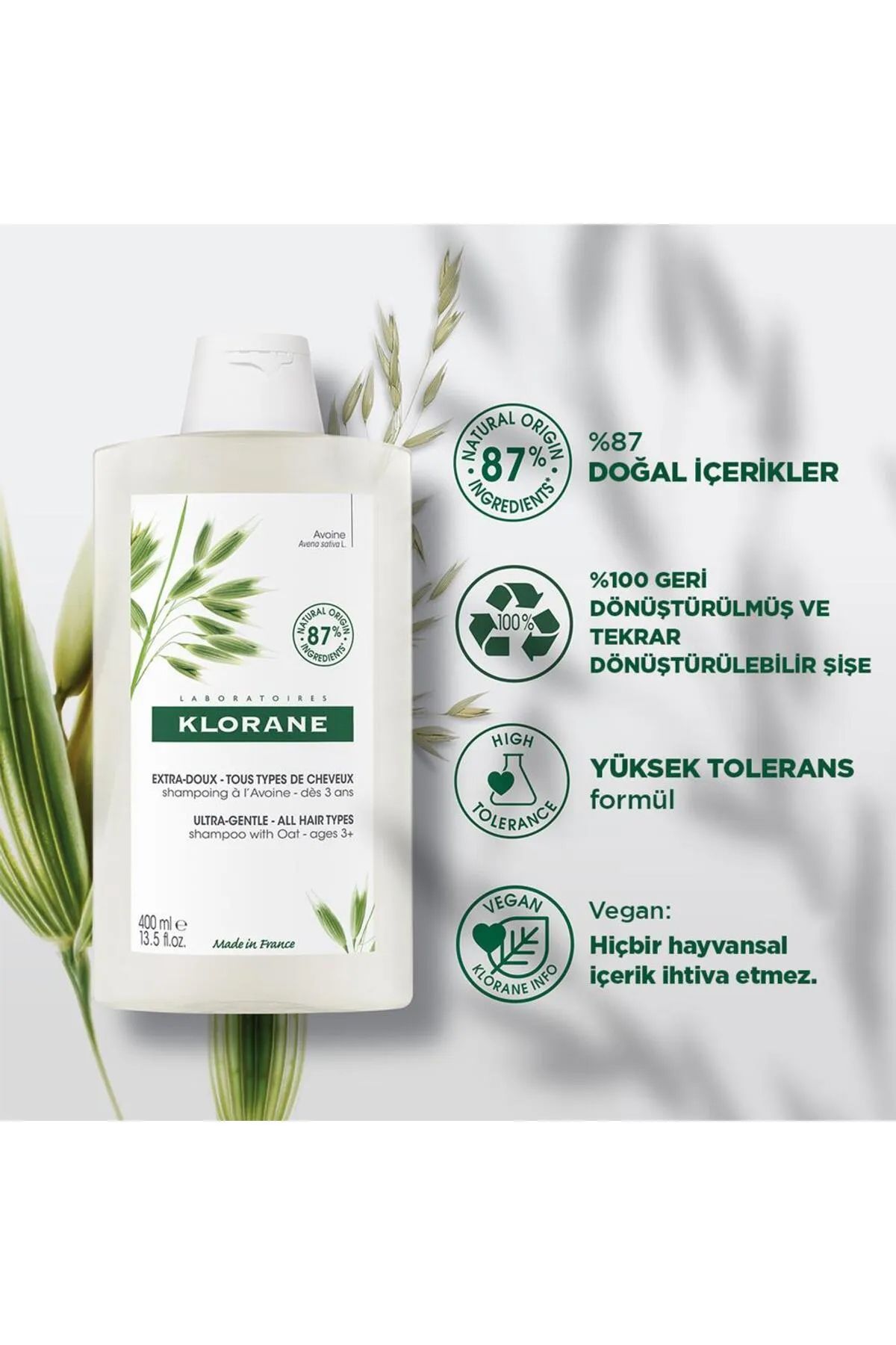 Klorane-Ultra Sensitive Shampoo with Oat 400 ml 2