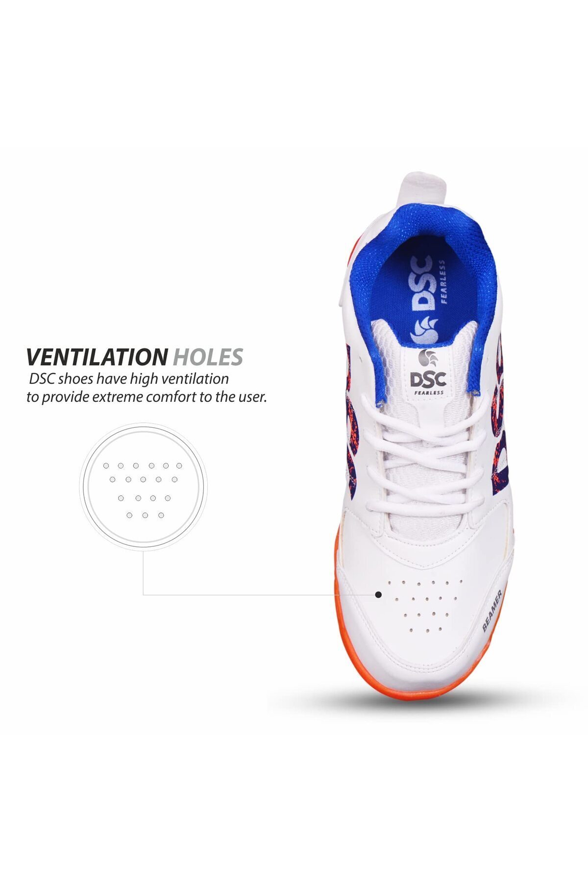 DSC-Beamer Cricket Shoes for Men & Boys (Fluoro Orange/White, 10 UK) 5