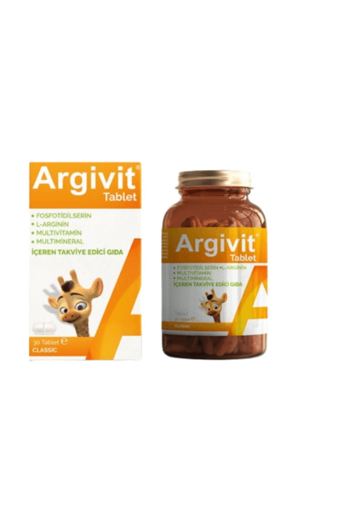 Argivit FOSFOTİDİLSERİN L-ARJİNİN MULTİVİTAMİN MULTİMİNERAL 30 TABLET