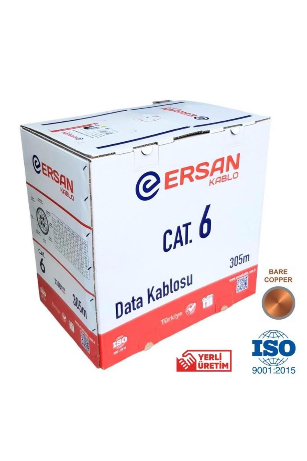 electroon Ersan Kablo 305Mt 23AWG Full Bakır CAT6 Kablo Gri Yerli Üretim