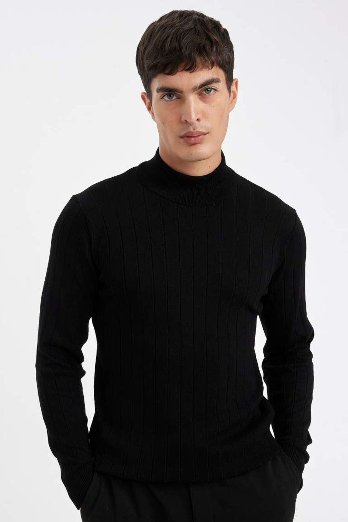 DeFacto-New Season Standard Fit Regular Fit Half Turtleneck Jacquard Knitwear Sweater 1