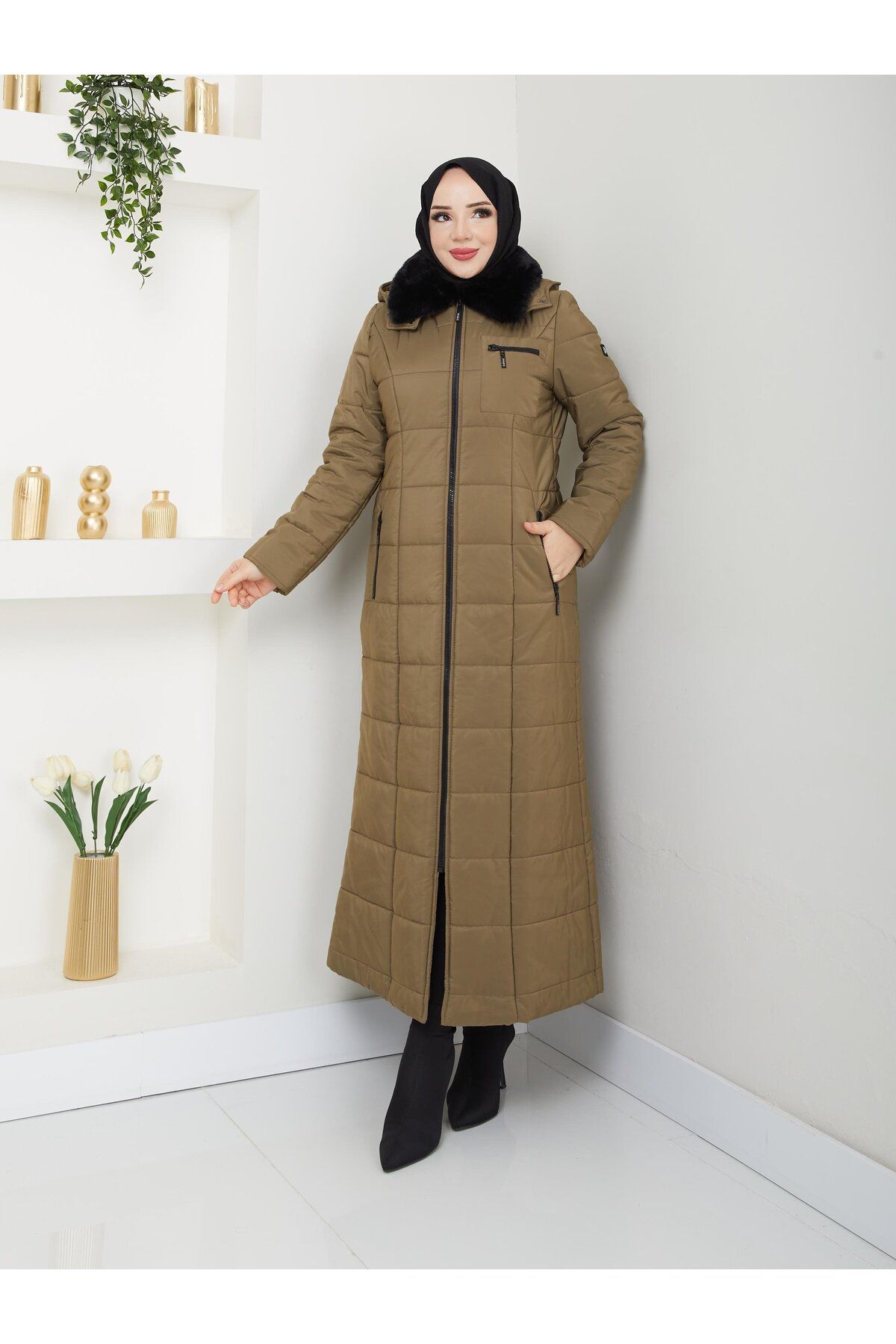 Doque-Araboy Inflatable Quilted Women's Winter Coat Collar Fur 67033 6