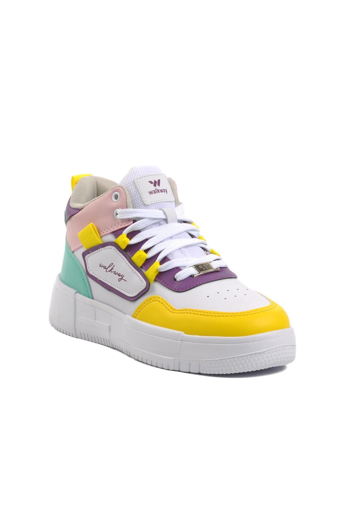 WALKWAY Nefertiti Beyaz-sarı Unisex Hi Sneaker