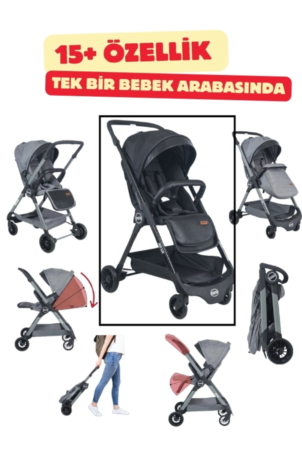 moda bebekler Yeni Model  Çift Yönlü Katlanır Taşınabilir Kabin Boy Bebek Arabası