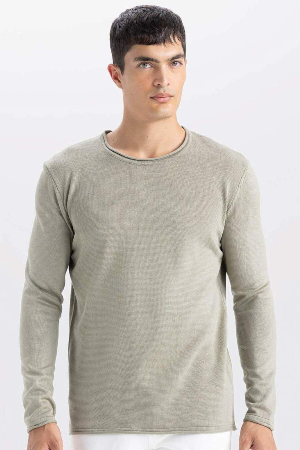 DeFacto-New Season Relax Fit Crew Neck Basic Plain Knitwear Sweater 1