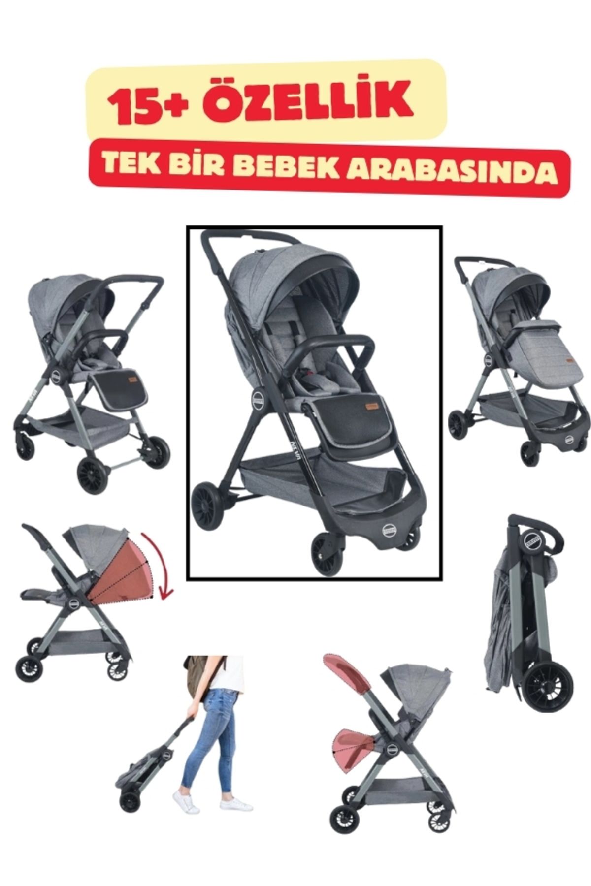 moda bebekler Yeni Model  Çift Yönlü Katlanır Taşınabilir Kabin Boy Bebek Arabası