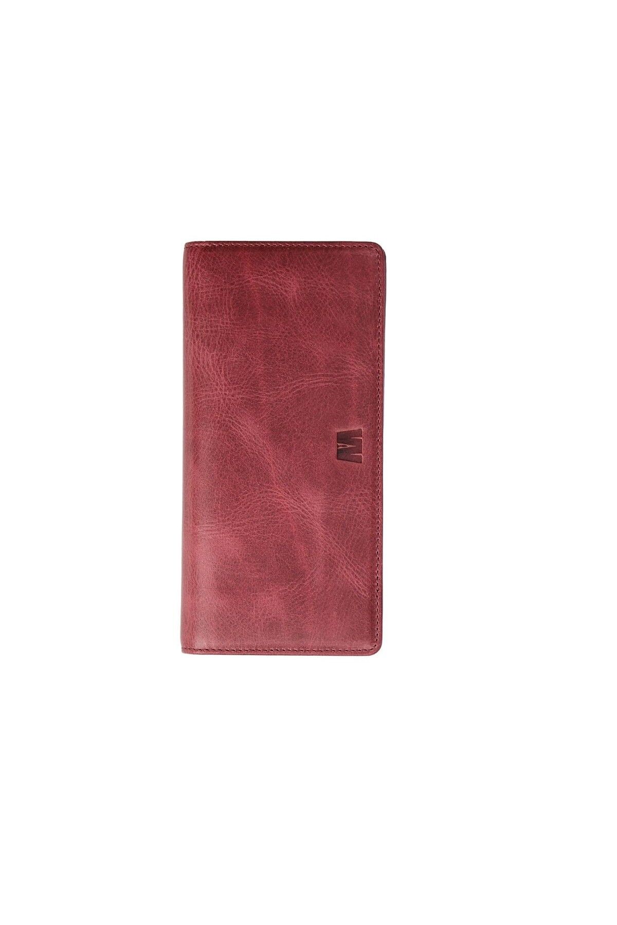 Deriza-Portofel unisex Golden 3367 din piele naturală cu compartiment pentru telefon - Roșu Claret 5