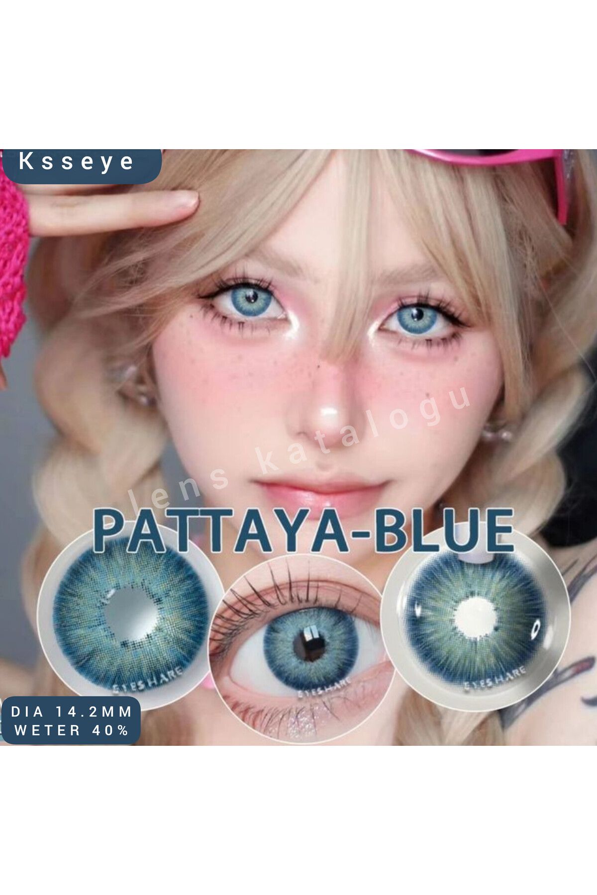 Eyeshop PATTAYA BLUE LENS DOĞAL GÖRÜNÜMLÜ 1 YILLIK 12 AY KULANIM SÜRELİ