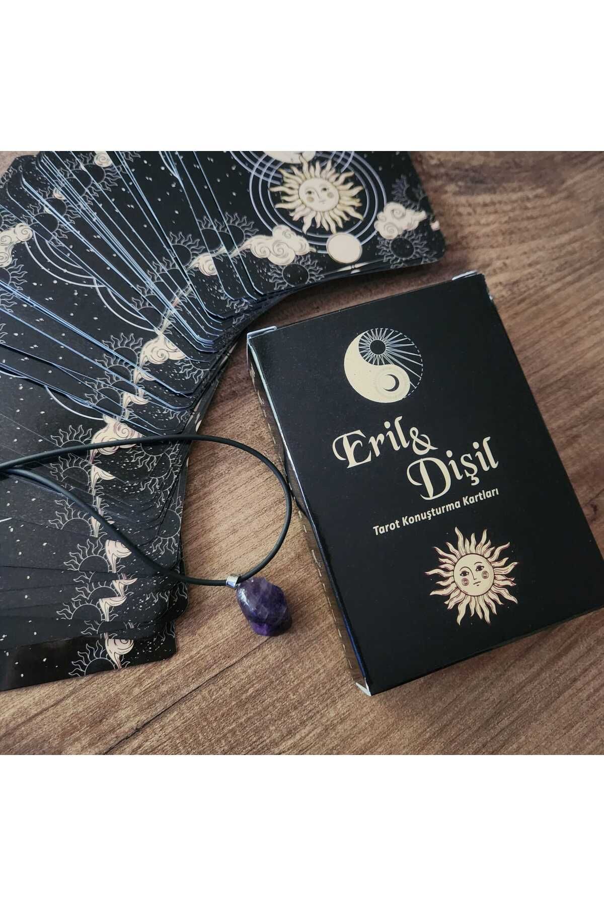 fırsatlar diyarı Eril Dişil Tarot Konuşturma Kartları Siyah ve Ametist Şekilsiz Doğal Taşlı Kolye