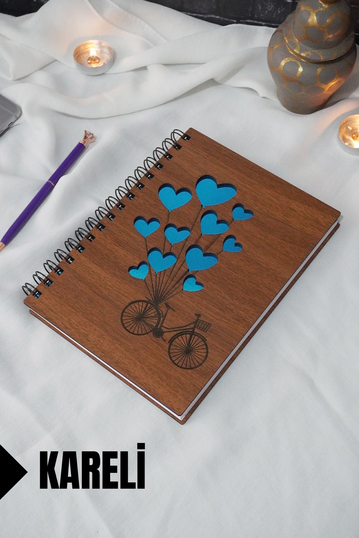 markcat Caiet Cu Tematică Cu Baloane Pentru Biciclete - Caiet În Carouri Cu Copertă Din Lemn (a5 - 120 Coli) - One Size