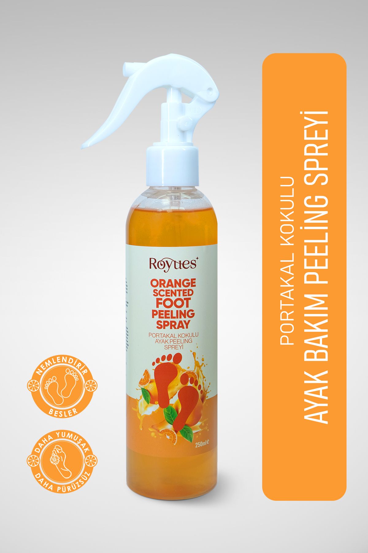 Royues Topuk Çatlak ve Ayak Bakım Spreyi - Koku Giderici ve Nemlendirici Spreyi - Foot Care Sprey - 250ml