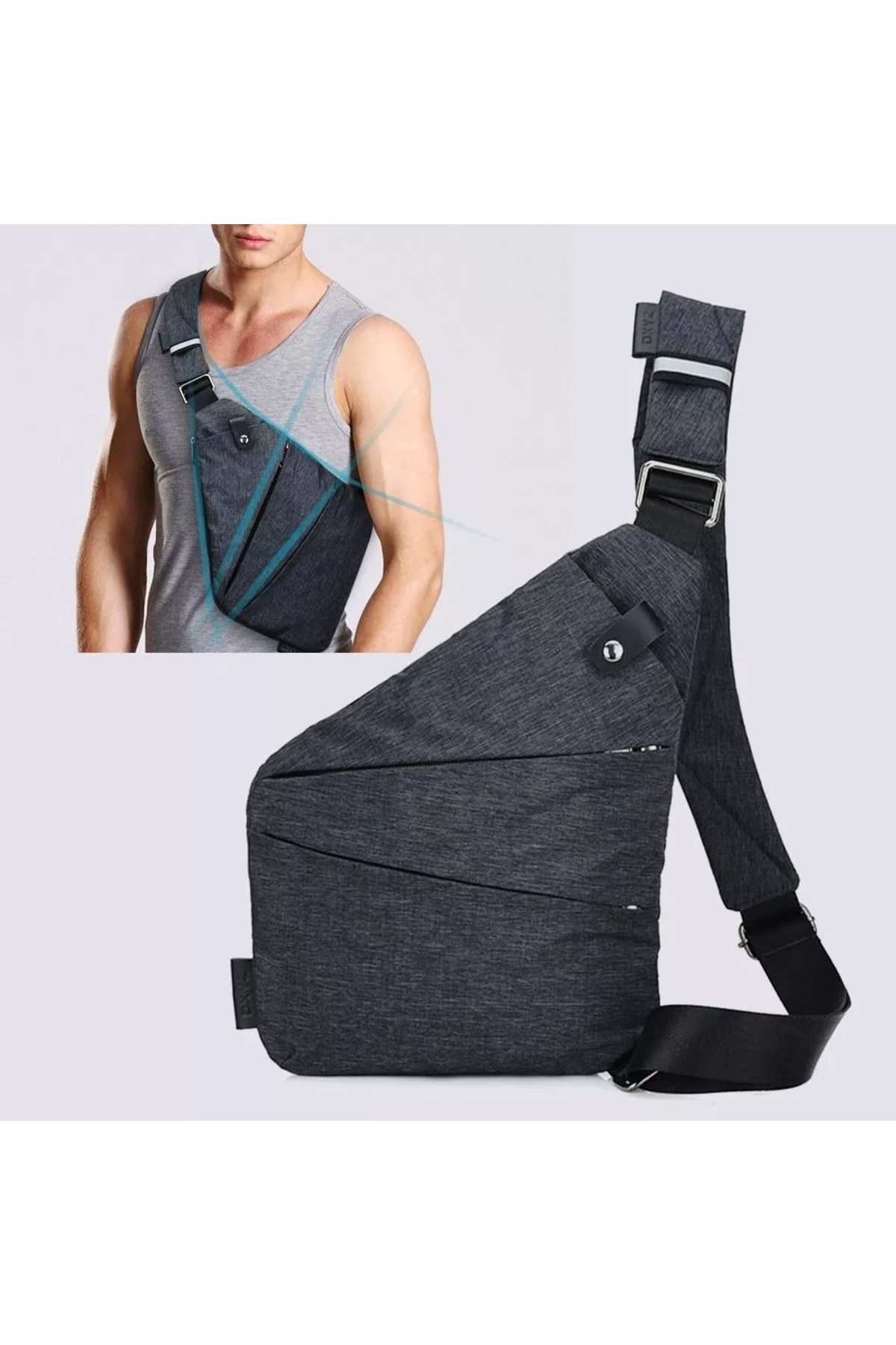 NEWISH POLO ACCESSORIES Unisex Siyah Keten Çapraz Askılı Heybe Çanta Telefon Bölmeli Günlük Seyahat Çanta Bodybag Slim Çanta