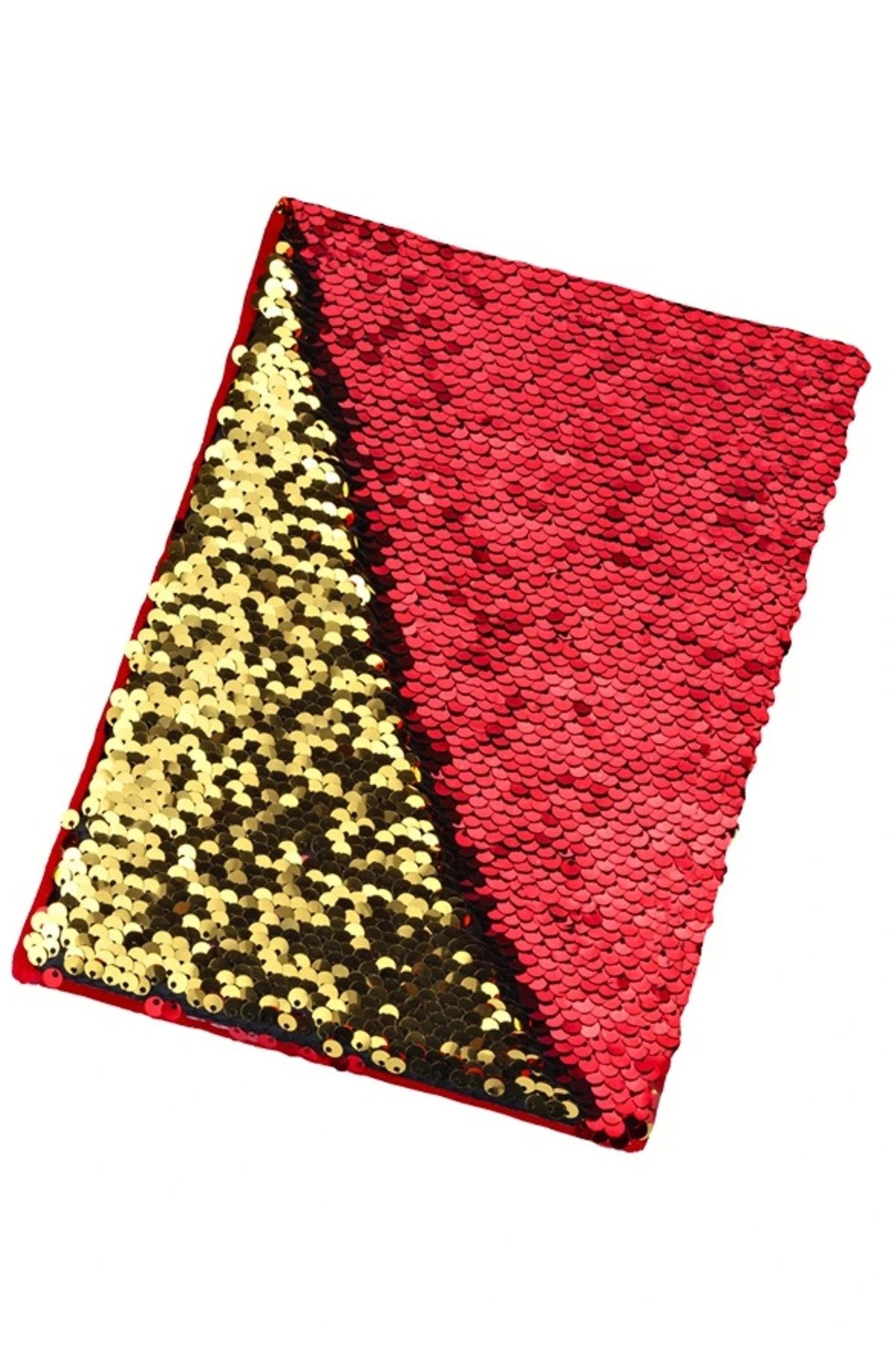 BAŞAK-Apple Red D 361 - Sequin Covered Commemorative Diary Notebook Striped 1