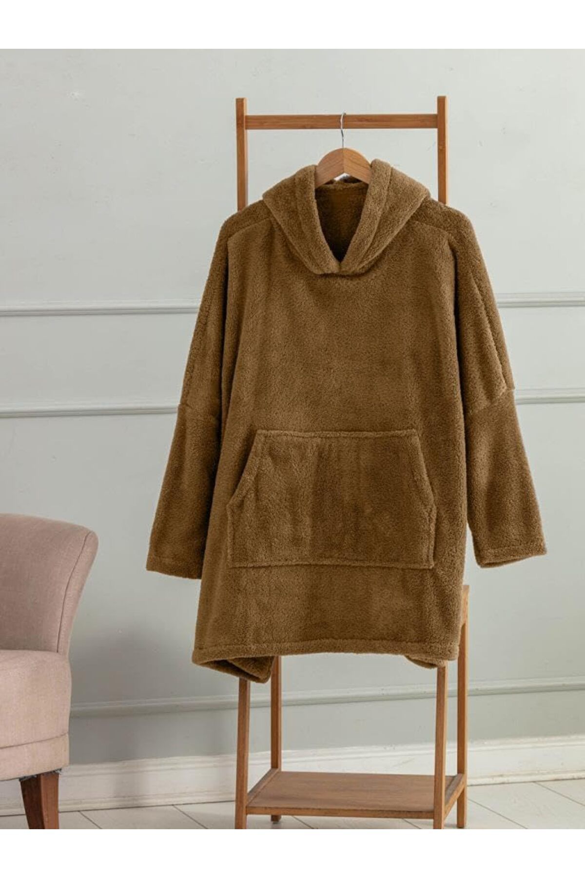 STOREMAX htpshopmx Wellsoft Kapşonlu Giyilebilir Tv Battaniyesi unisex Over size - Camel str http 1092444