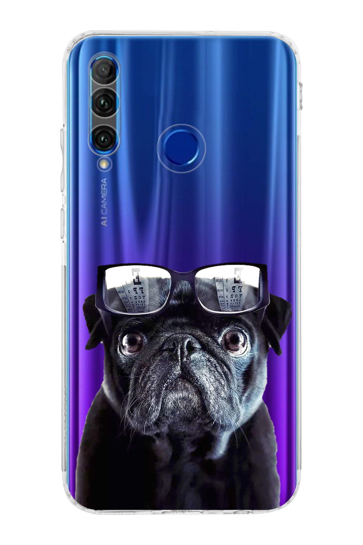 Honor 20 Lite ile Uyumlu Köpek 3 Kamera Korumalı Şeffaf Kılıf