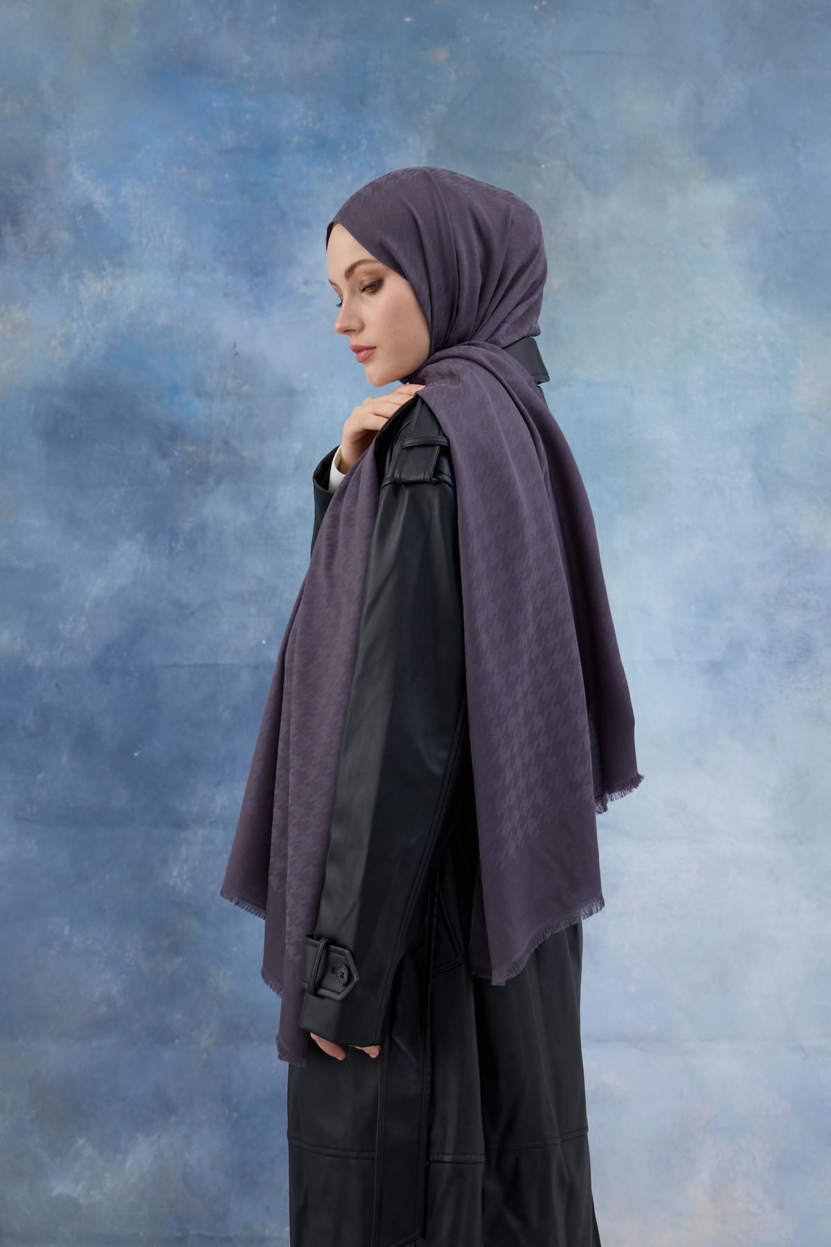 İpekhan-Smoked Crow's Feet Patterned Cotton Jacquard Shawl - 8011-05 4