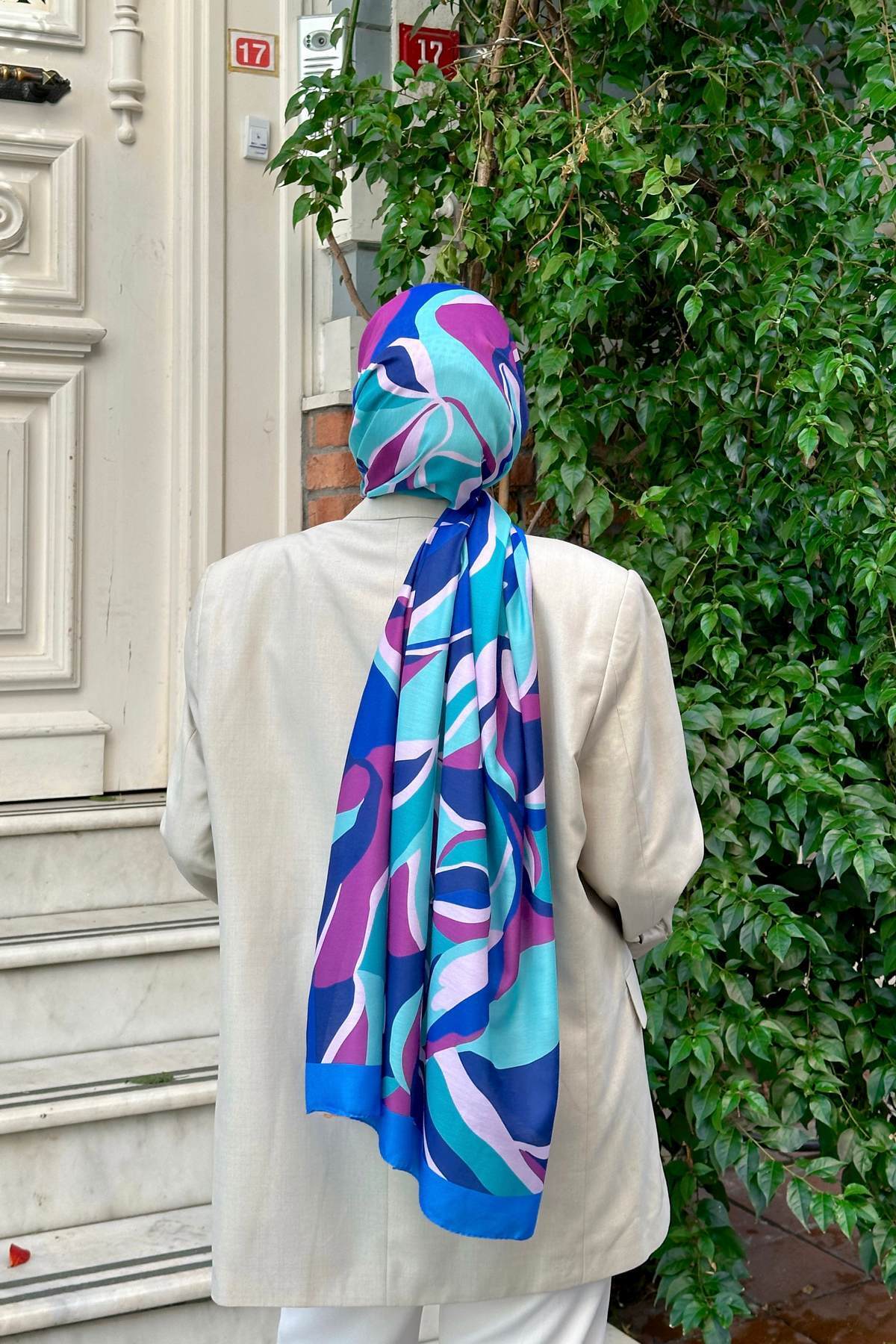 İpekhan-Nature Lilyum Soft Shawl Blue 3036-02 3