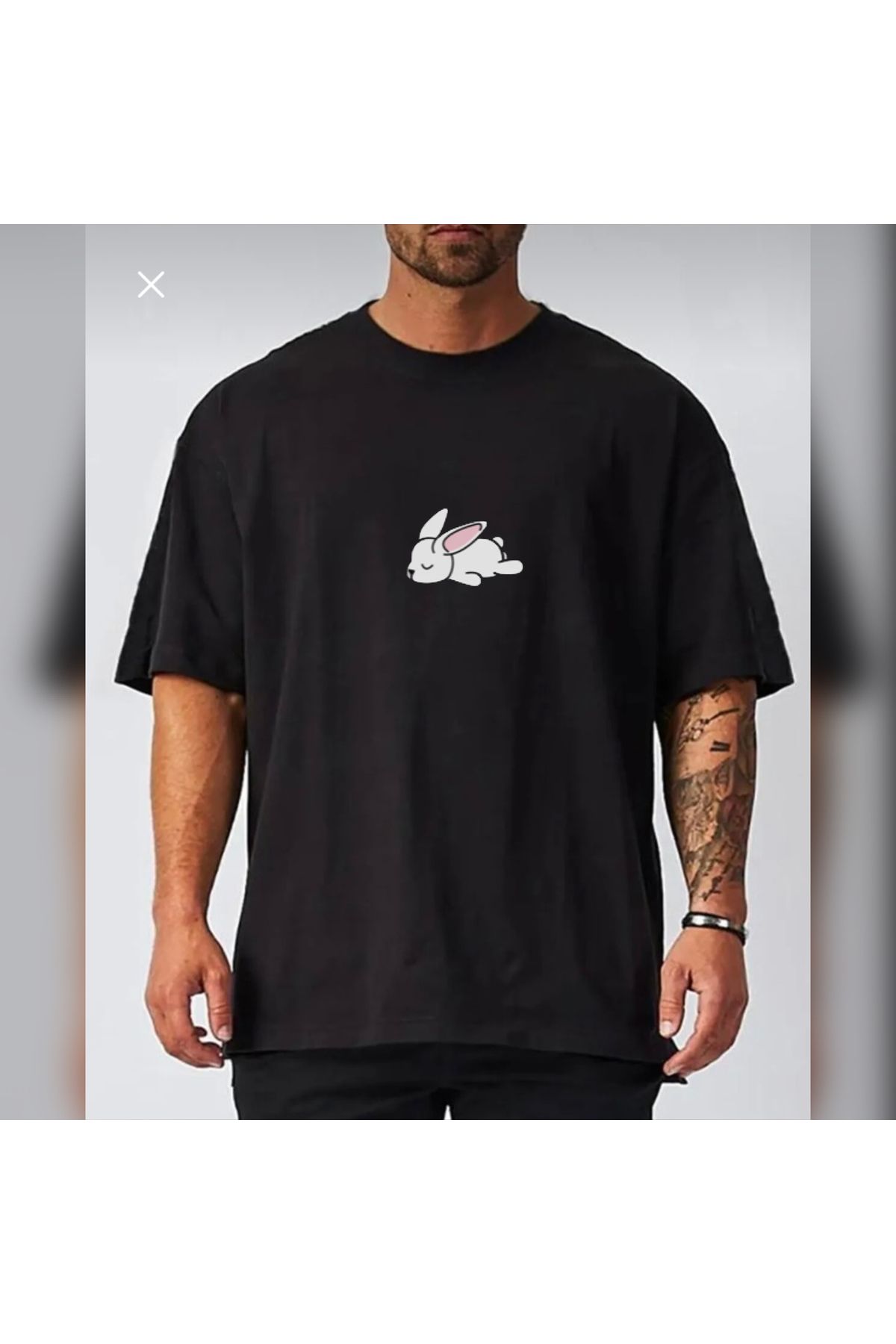 Pisa Art - Tembel Tavşan Baskılı Yeni Sezon Unisex Oversize T-shirt