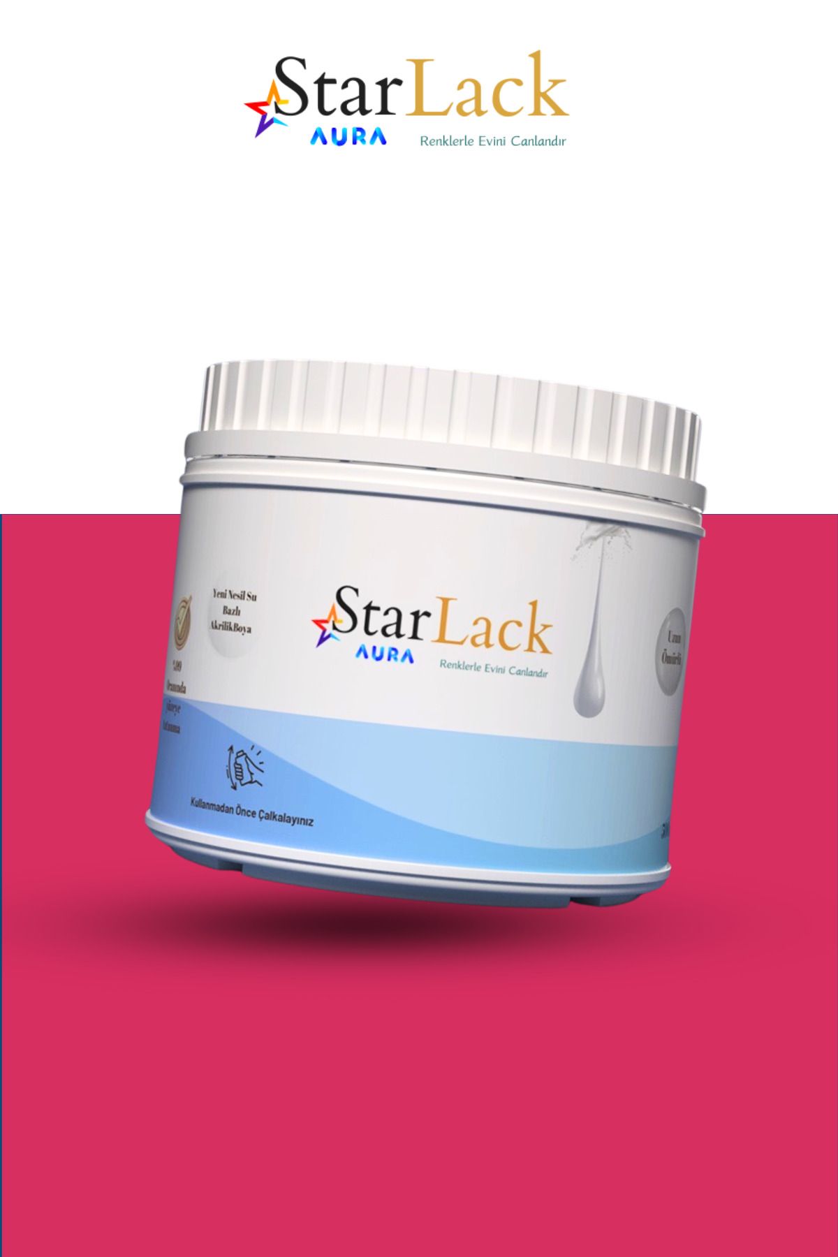 starlack Aura 500ml Akrilik Su Bazlı Hobi Dönüşüm Boyası ( Tezgah-fayans-dolap-cam-plastik-ahşap-kapı )