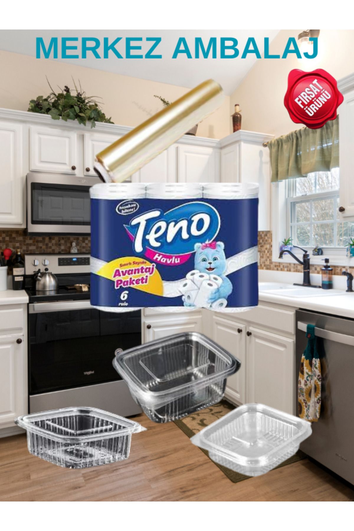 Teno-6 Paper Towels + 30X150 Meters Food Strech + 500 Cc 250 Cc 150 Cc Sizidream Cap 10 Ar Pieces 1