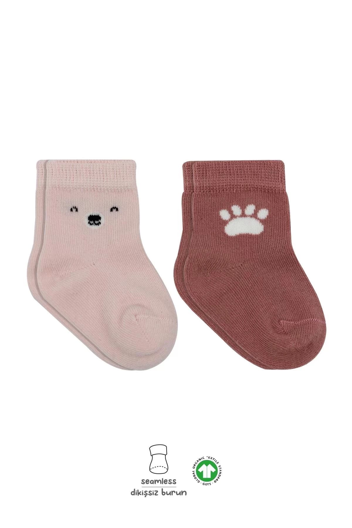 RUBY BOUTİQUE Bear Penye Soket Çorap 2'li Pembe
