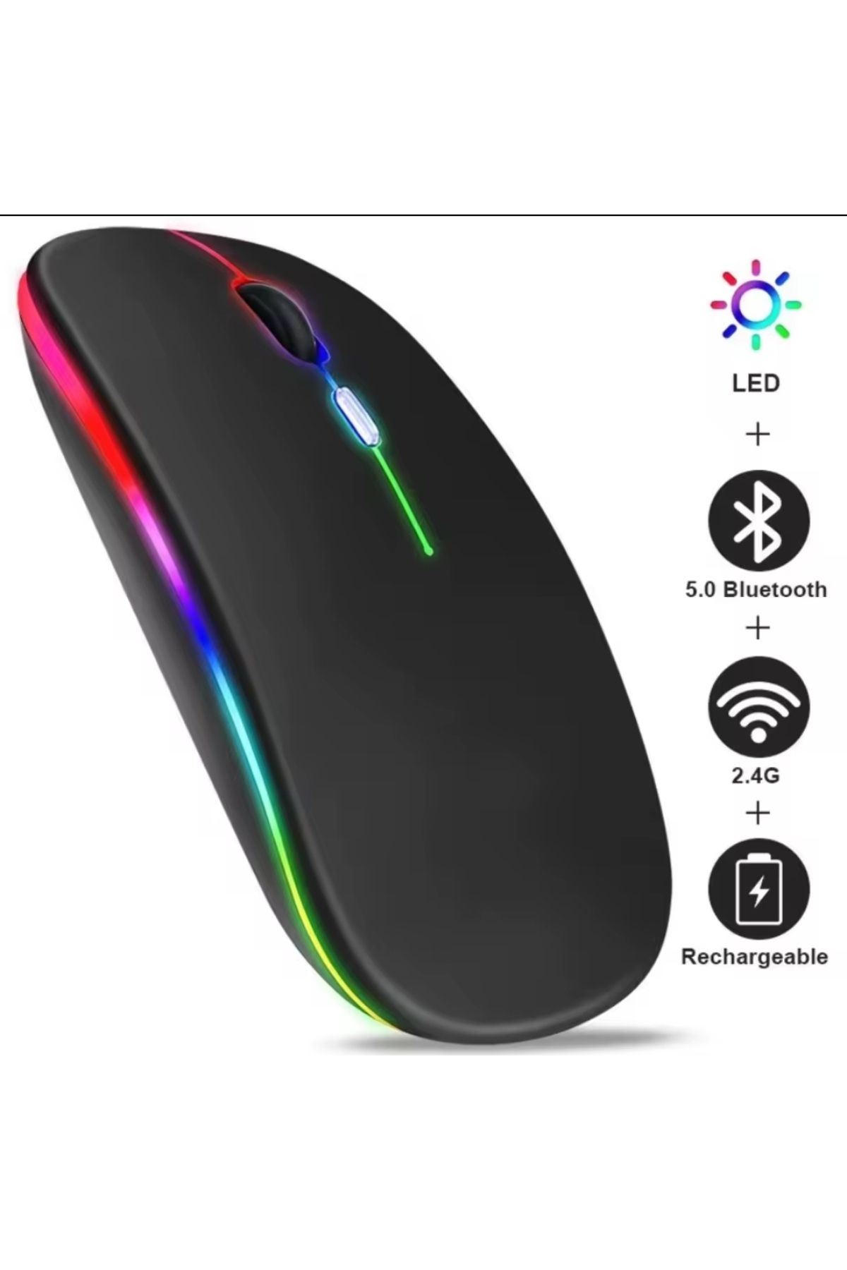 shopuyguntekno Wireless Şarjlı RGB Işıklı Sessiz Çalışan Mause Optik Ultra Sessiz