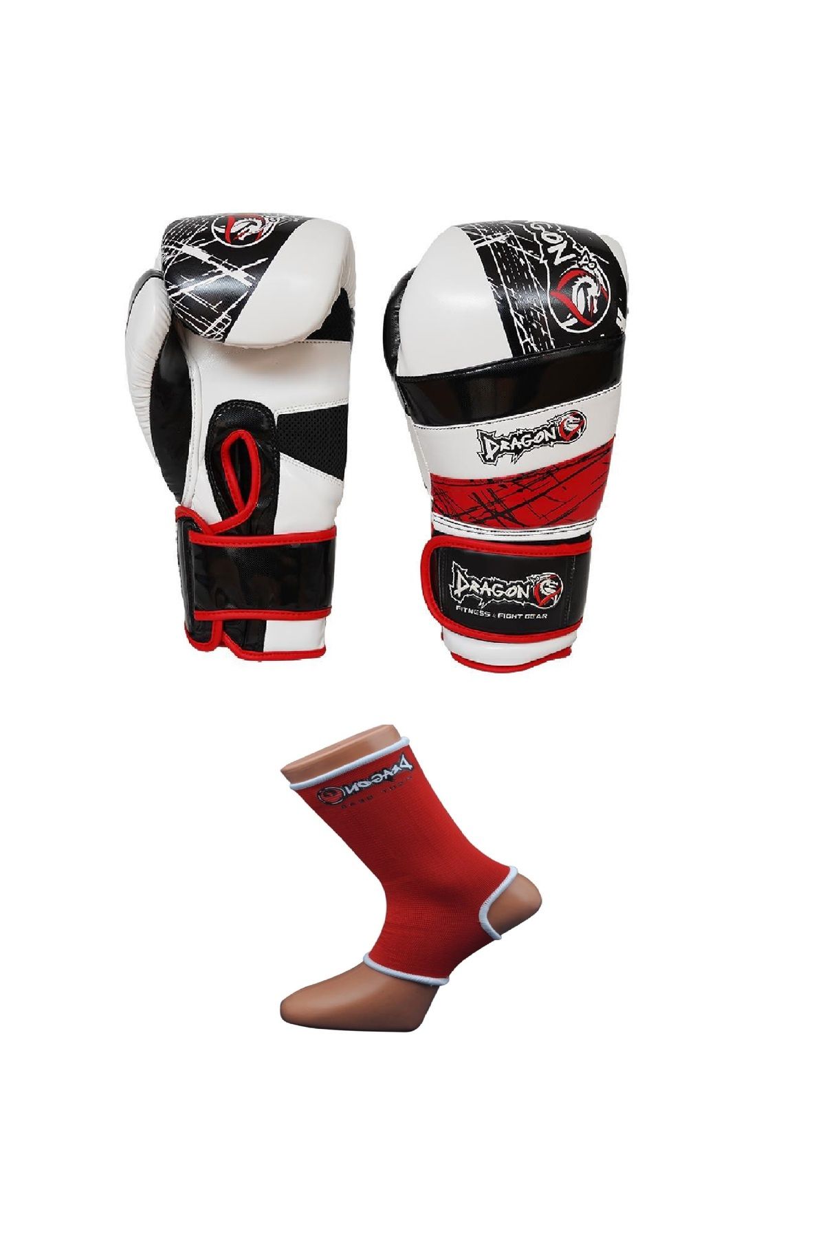 Dragondo Red Land Muay Thai, Kick Boks Ve Boks Eldiveni Beyaz + Kick boks Çorabı 2 Lİ SET GİFTOOM GLOVES