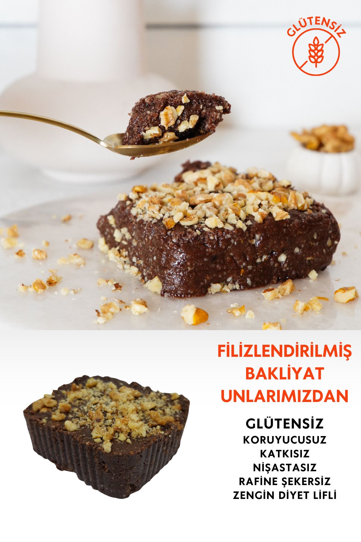 Mikro Herküller Glütensiz Rafine Şekersiz Cevizli Kakaolu Yaz Helvası (250 gr)