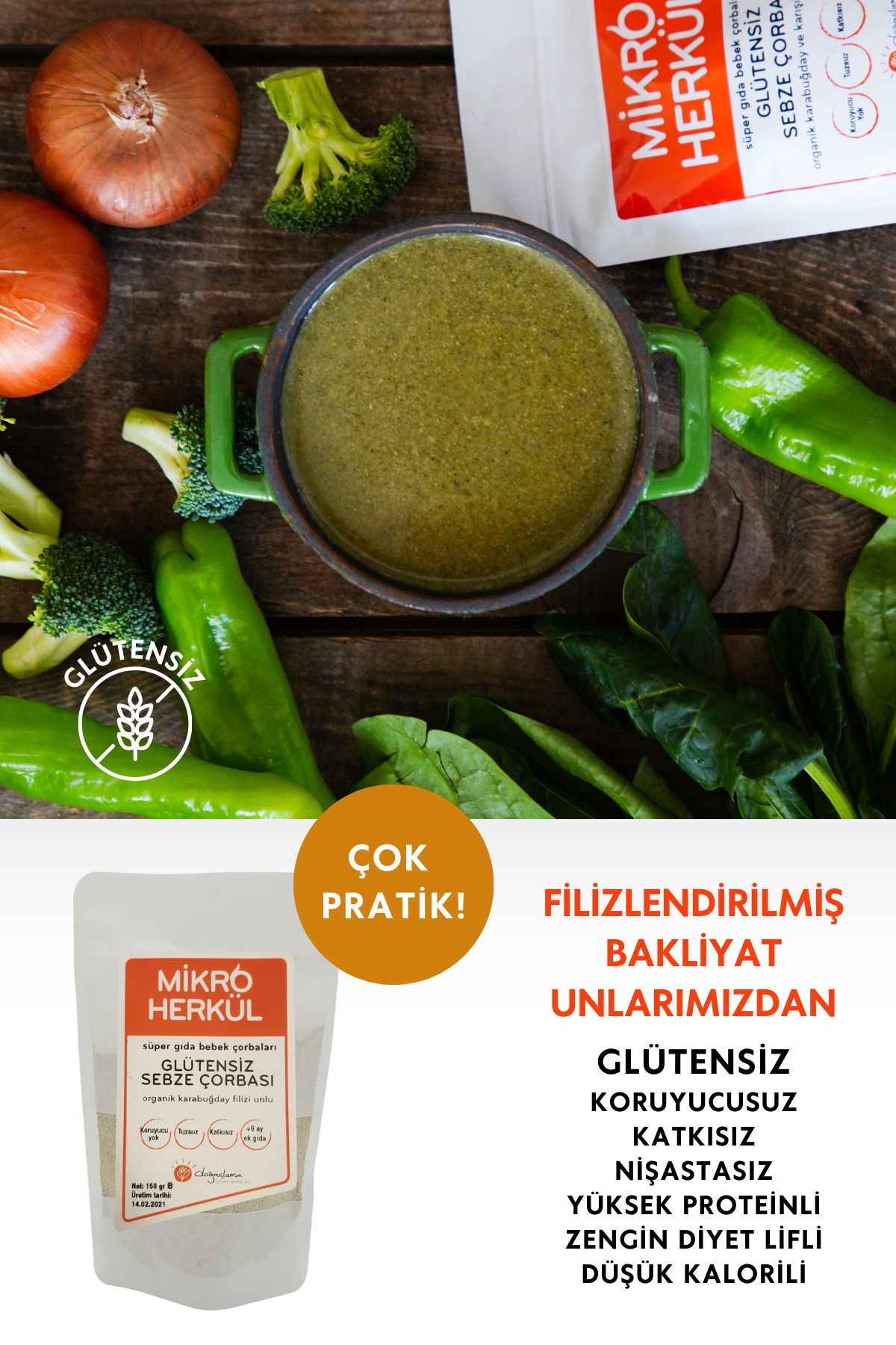 Doğaçlama Gıda Glutensiz Sebze Çorbası 9 Ay Ek Gıda (150 GR)