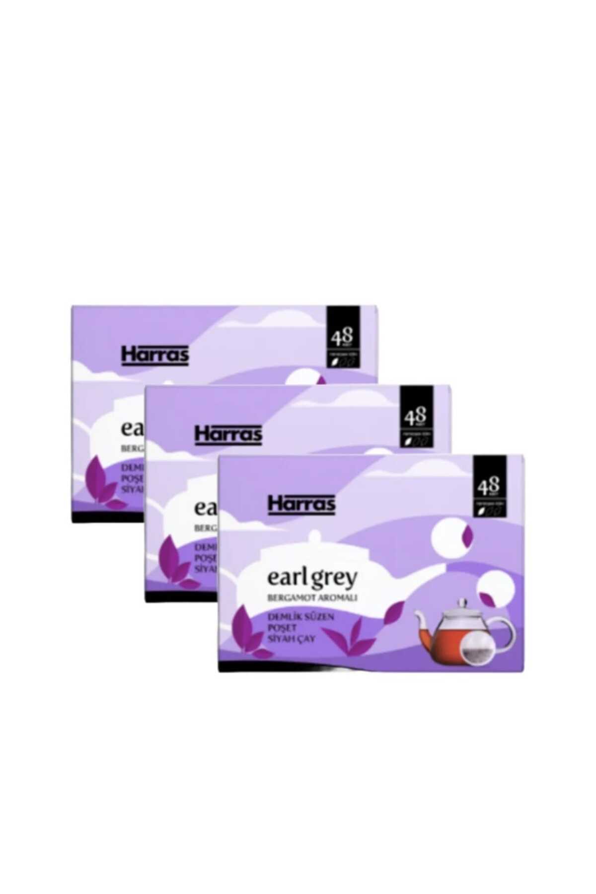 Harras Earl Grey Bergamot Aromalı Bardak Süzen Poşet Siyah Çay 25'li x 3 paket