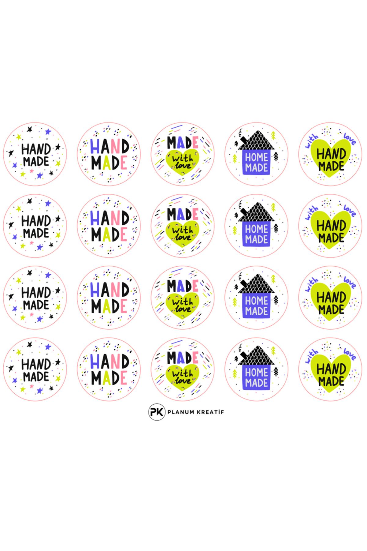 PLANUM KREATİF Hand Made Sticker 3cmx3cm 5 Çeşit