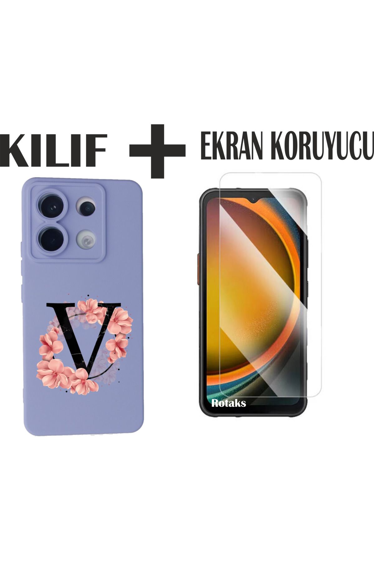 Rotaks Xiaomi Redmi Note 13 Pro 5g Uyumlu Kılıf Silikon Esnek İsme Özel Baskılı 2'Li Set