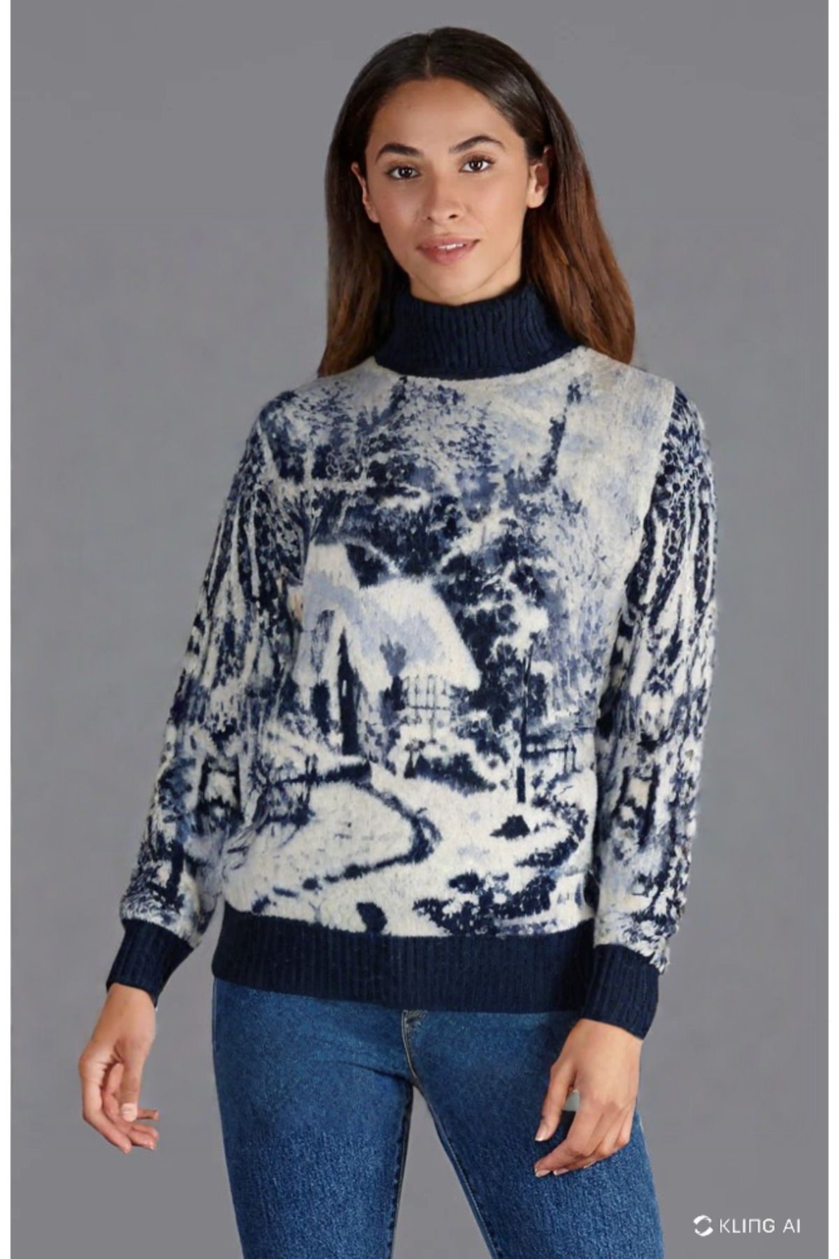 Pulltonic-Winter Scenic Women's Cashmere Wool Sweater 1