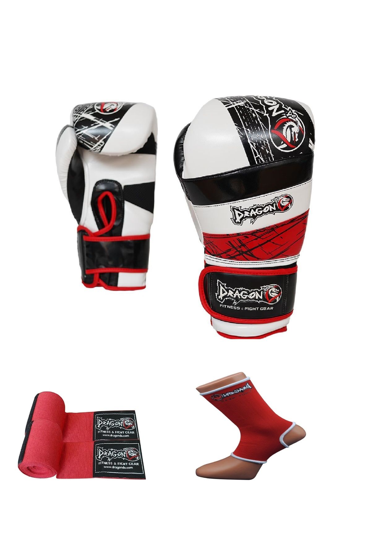 Dragondo RedLand Performans Ürünü Muay Thai - Kick boks Eldiveni-Bandaj - Çorap  3’lü Set Giftoom Gloves