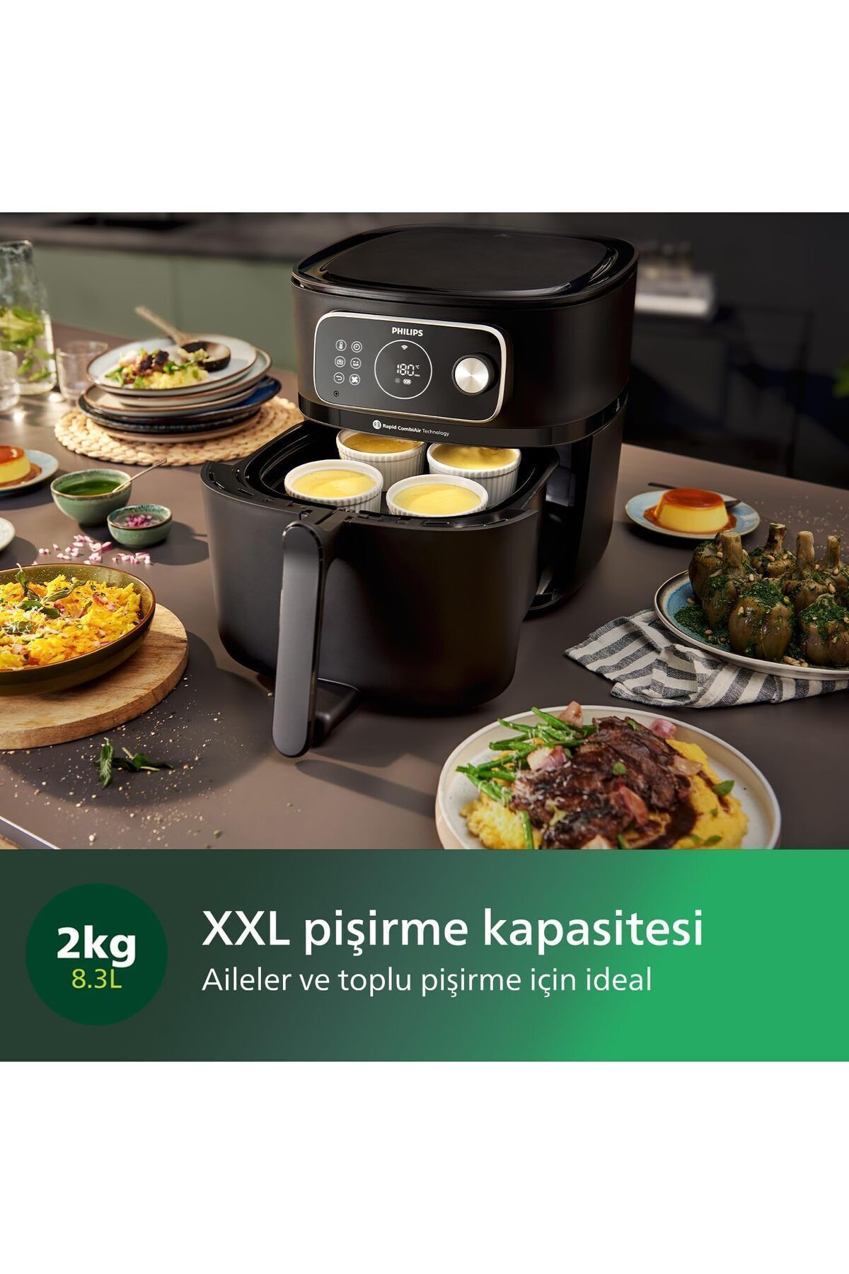 Philips Premium Airfryer 7000 Serisi XXL Connected, 2 kg, 8.3 L Kapasite, Uzaktan Bağlantılı