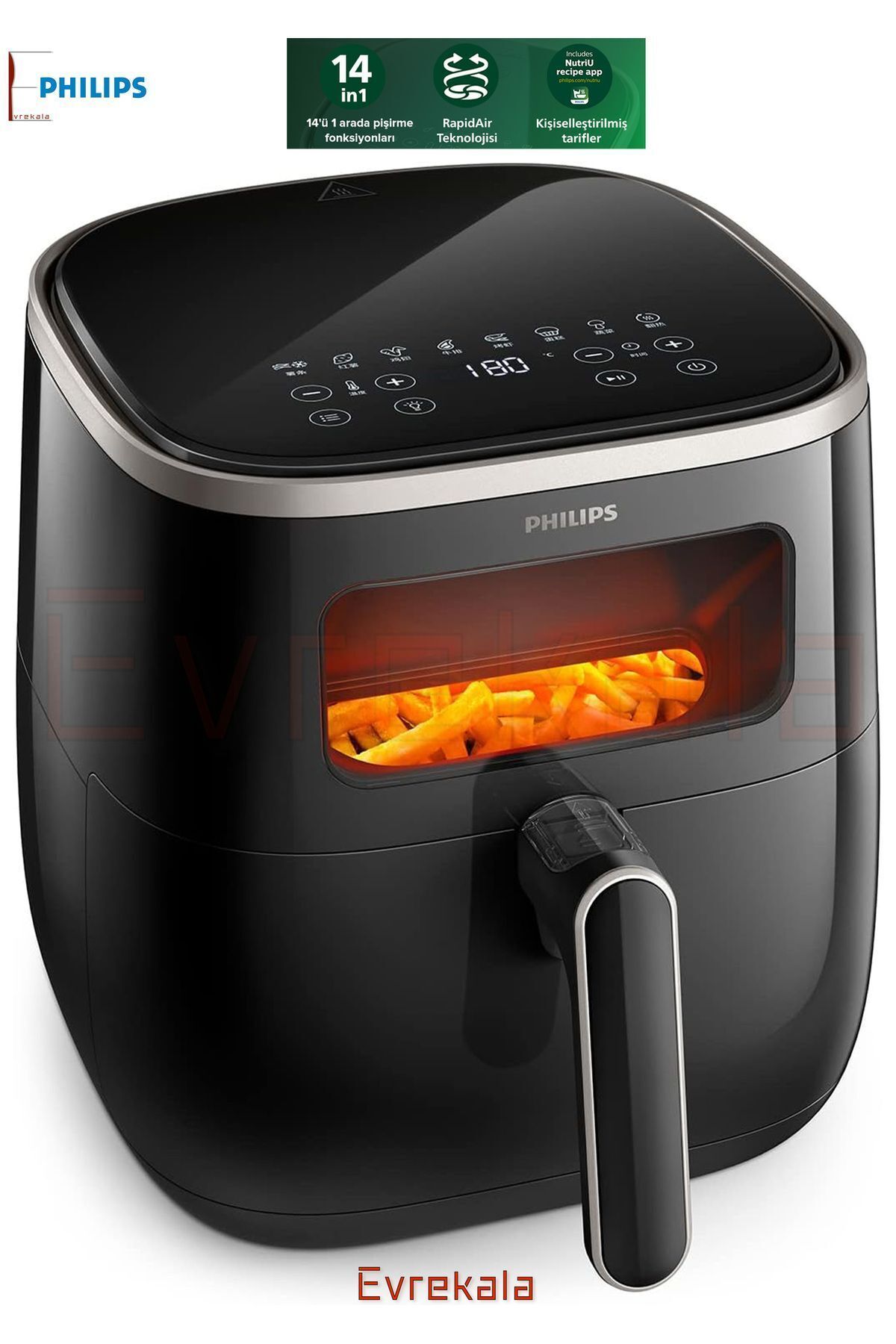 Philips Yeni Airfryer Philips Akıllı Fritöz-Yetkili Evrekala-14 Fonksiyonlu ve Pencereli 5.6Lt