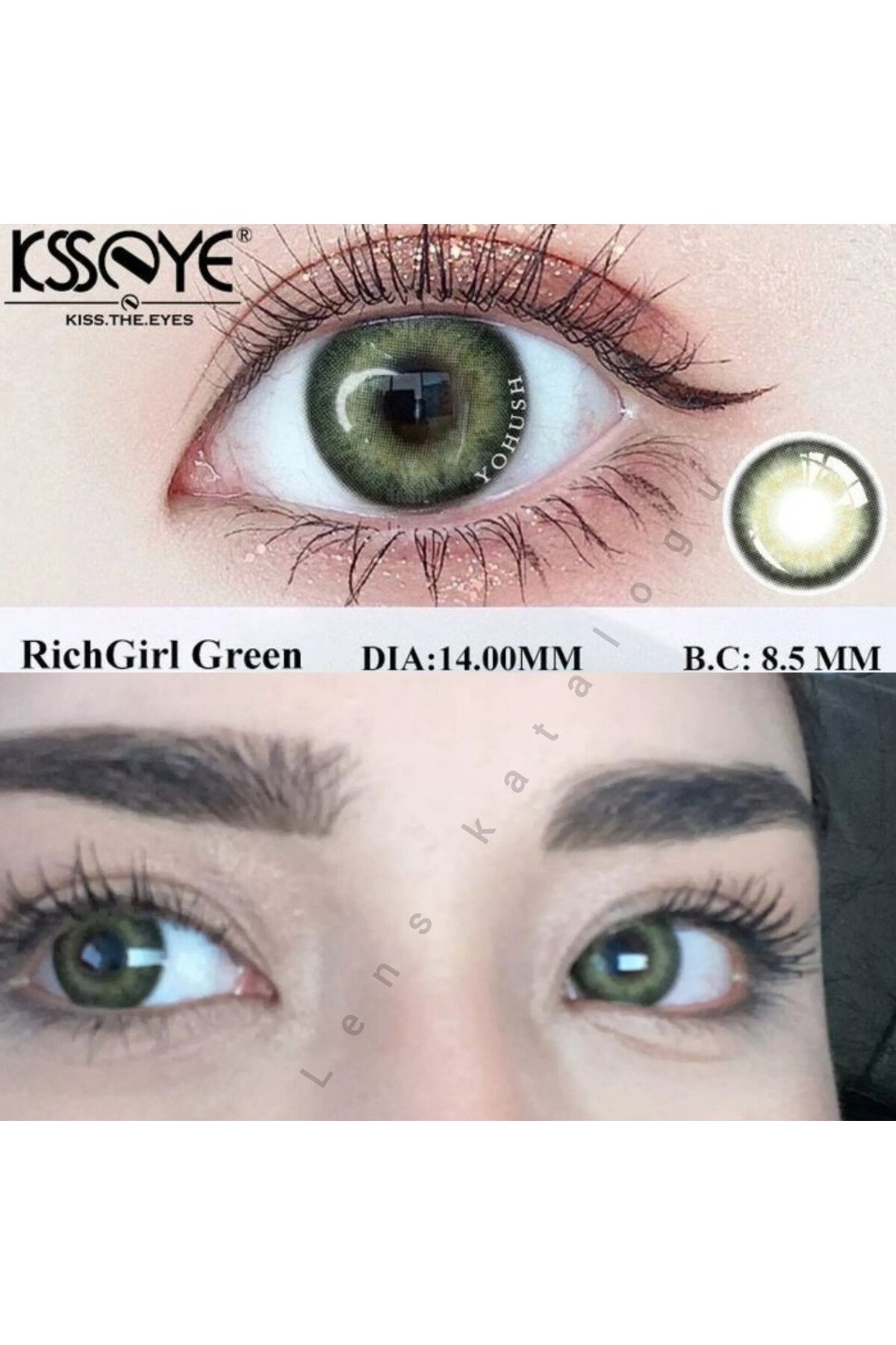 Eyeshop RICHGIRİL GREN LENS NUMARASIZ HARELİ DOĞAL GÖRÜNÜMLÜ KULANIM SURESİ 12 AY