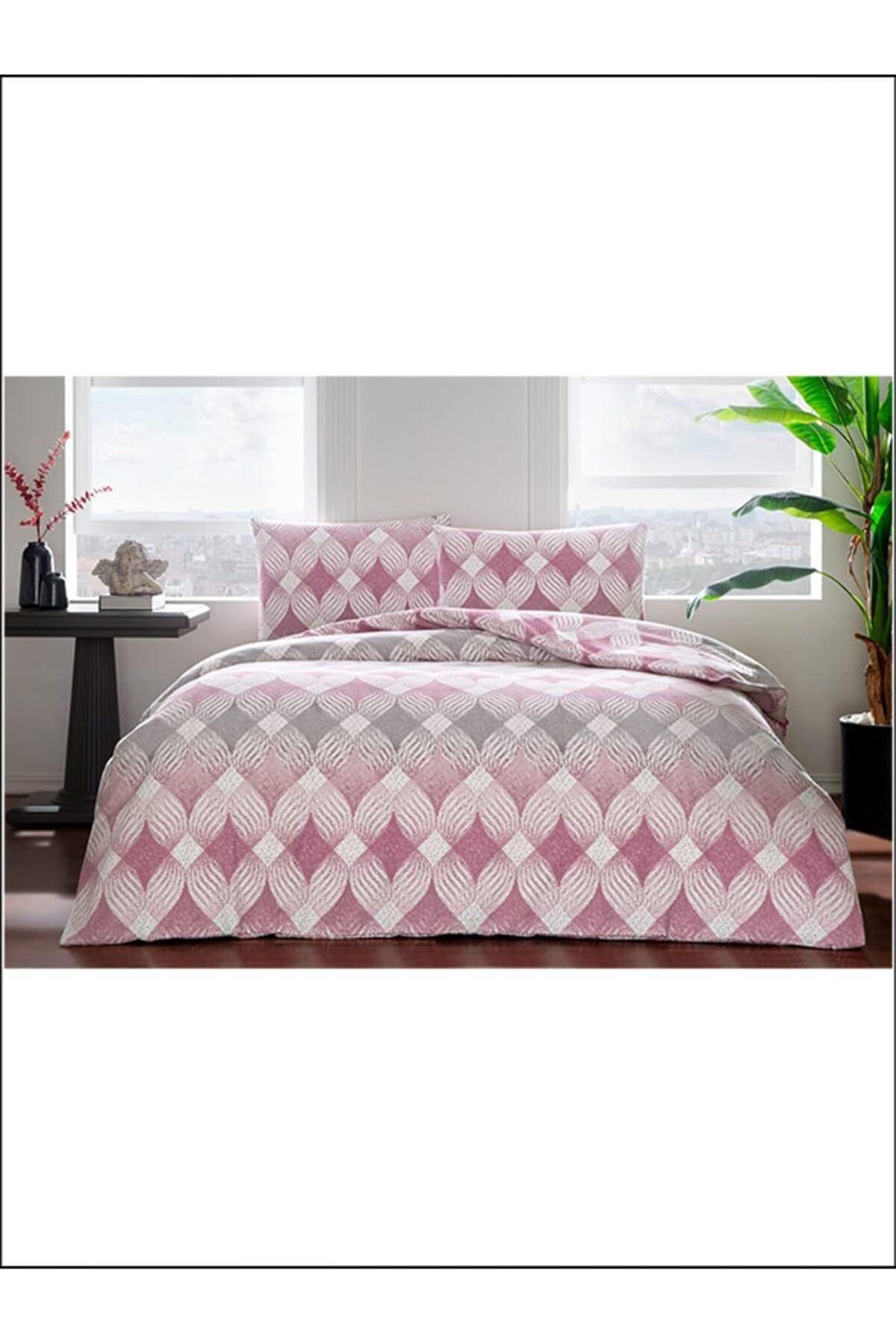 STOREMAX srhtDS Begona Geometrik Desenli%100 Pamuk Nevresim Takımı, Gül Kurusu, Tek Kişilik Desing 266450