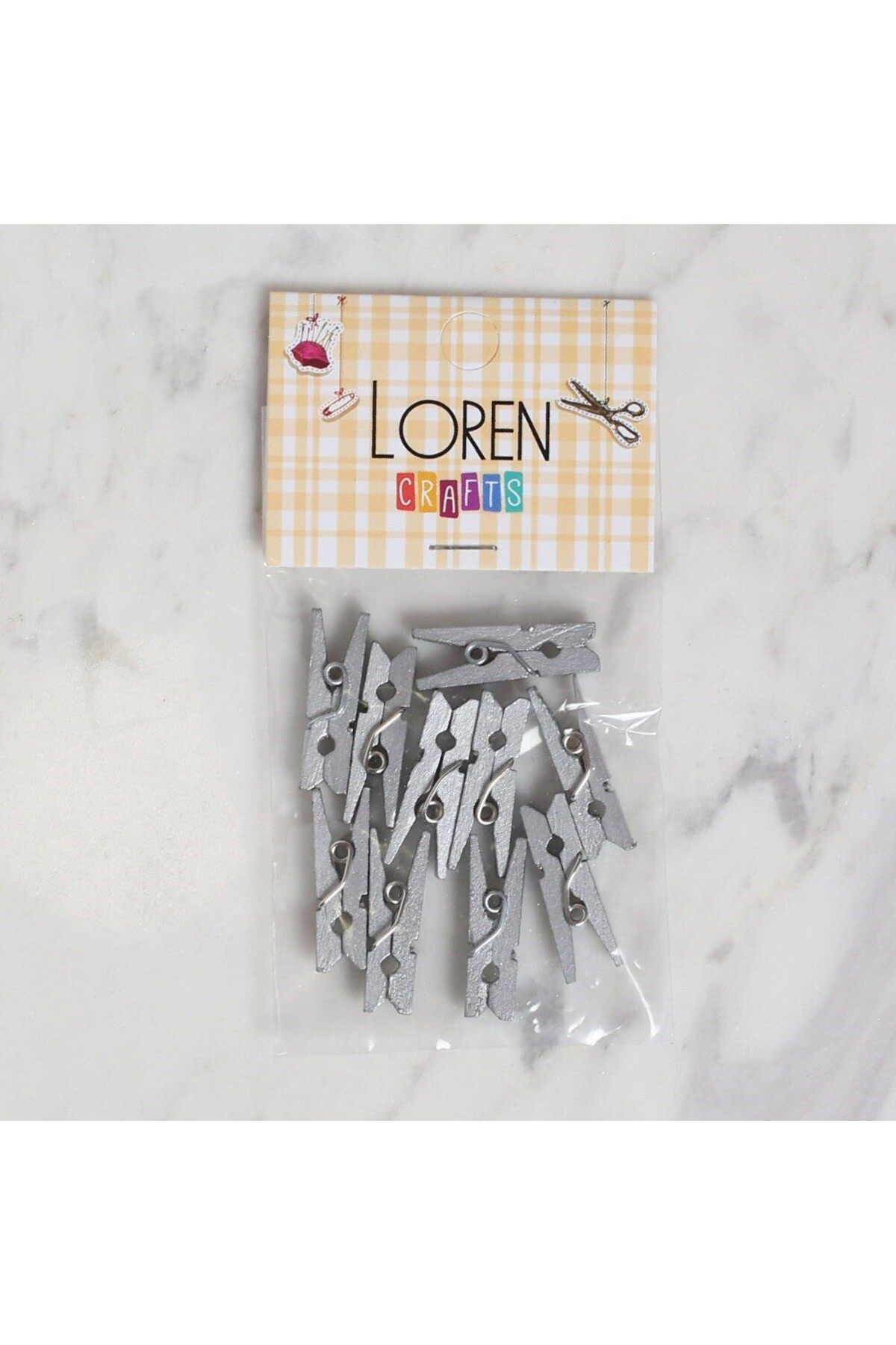 etexy LOREN CRAFTS 10 LU GÜMÜŞ RENK MİNİ MANDAL