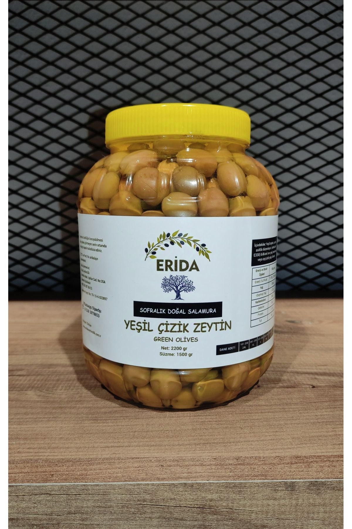 Erida Yeşil Çizik Zeytin Süzme 1.5Kg