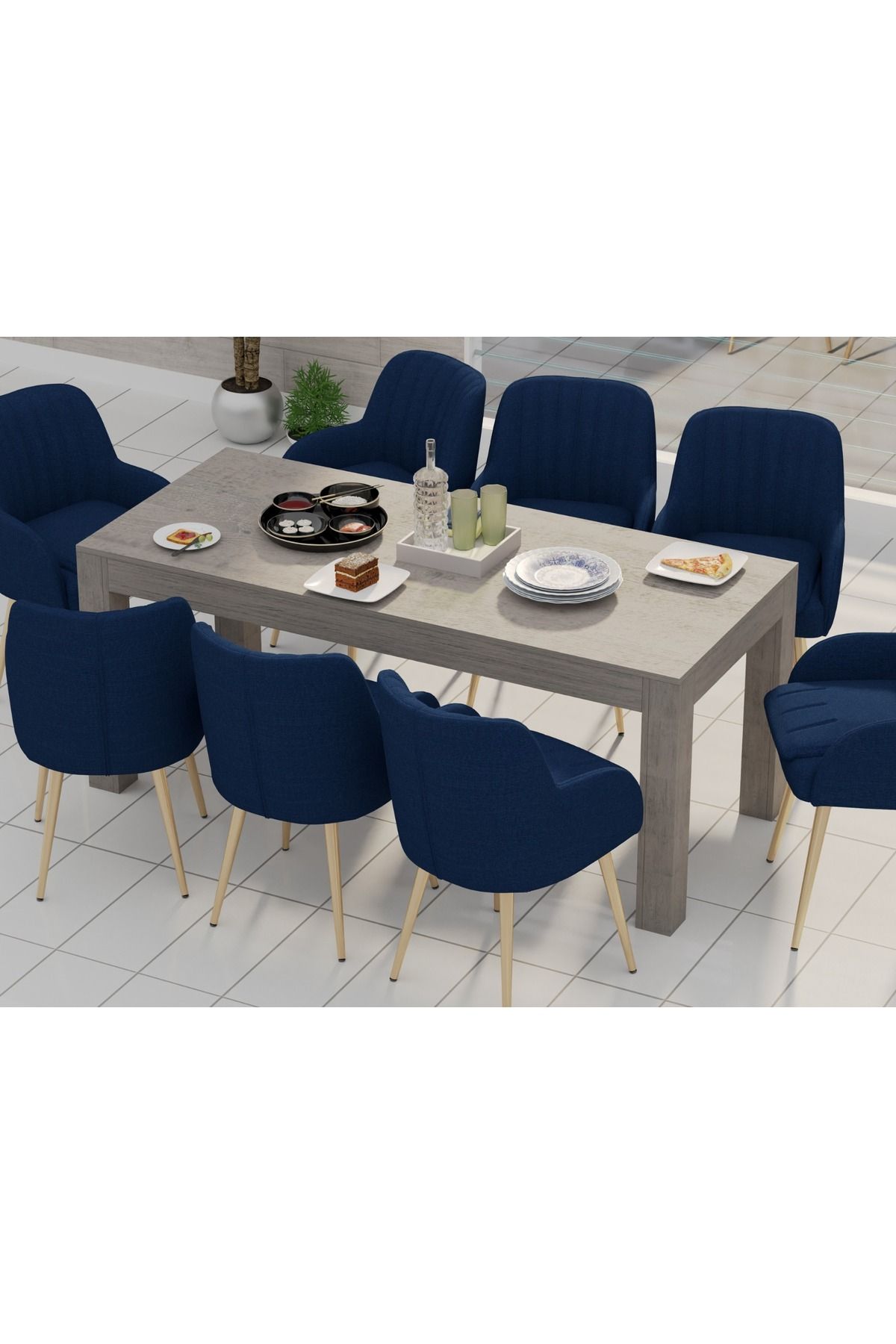 Mahmayi-8-Seater Wooden Dining Table for Kitchen, 180cm, Grey Brown Whiteriver Oak Finish 4