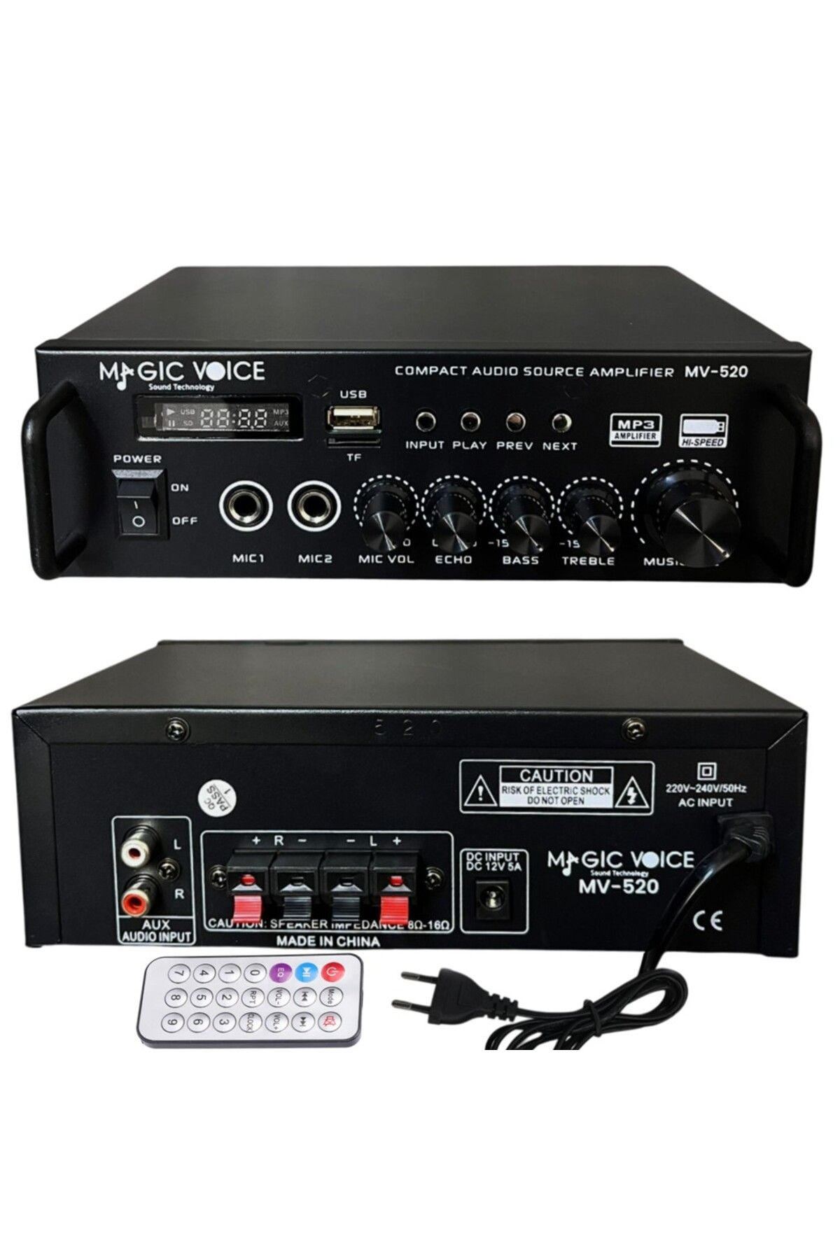 StarkPro MagicVoice MV-520 30Watt USB/SD/UK Bluetooth 2 Giriş 220/12V Trafosuz Amfi