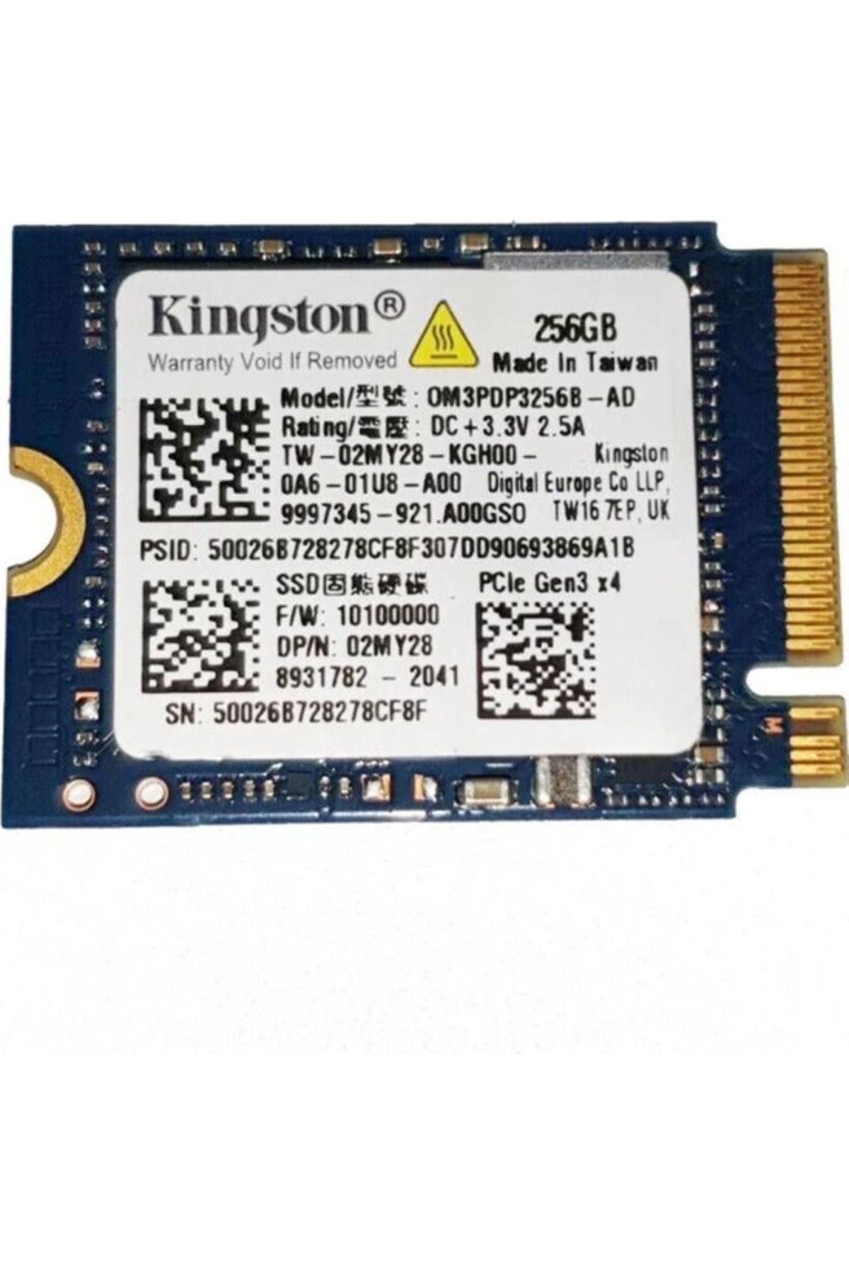 Kingston 0M3PDP3256B-AD 2230 256GB MİNİ NVME PCIE M.2 600/999 SSD (Kutusuz) TW-02MY28-KGH00