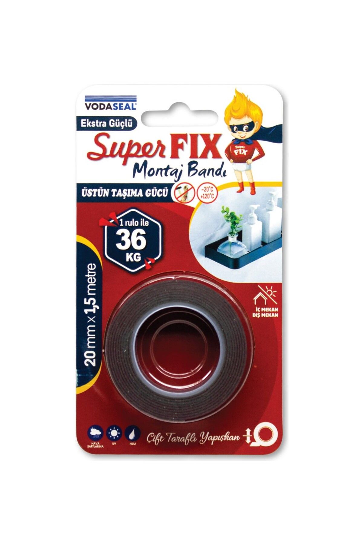 Vodaseal Super Fix Montaj Bant (1 Rulo 36Kg) 20Mmx1,5Mm